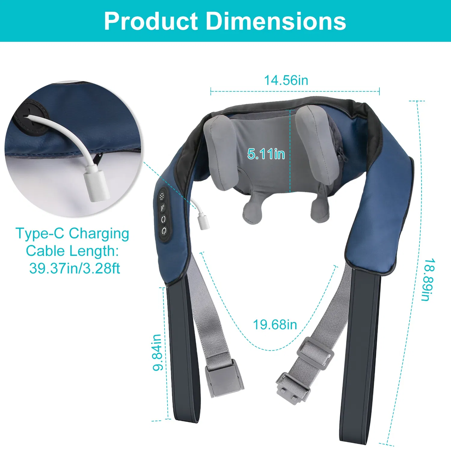 Electric Neck Shoulder Massager with Infrared Light Heating 3 Massage Modes Speeds Kneading Grasping Shiatsu Massage Pillow For Back Arms Thighs Release Pain - Image 8