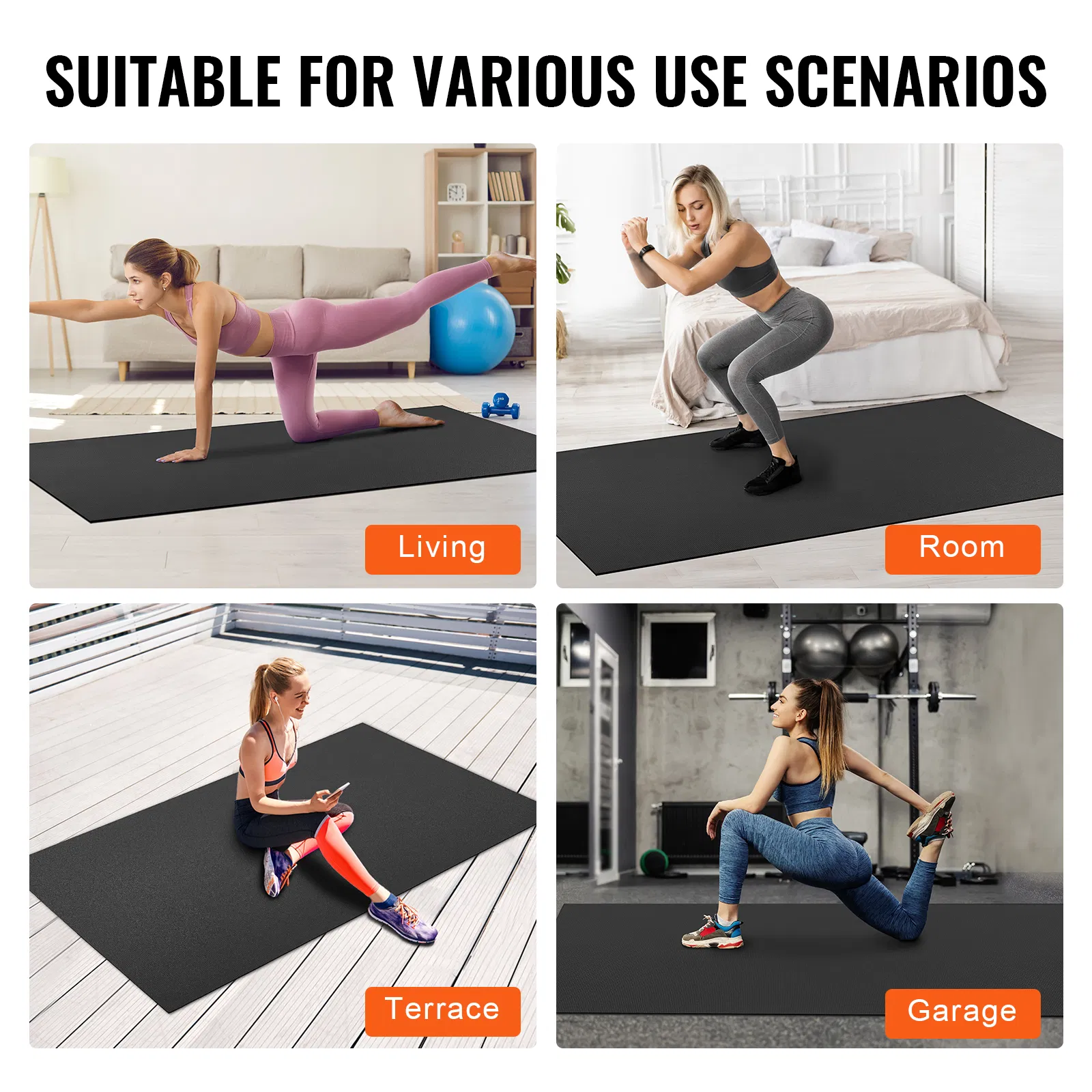 Exercise Mat, Non Slip High Density Premium Yoga Mat, Exercise Yoga Mat for Men & Women, Fitness & Exercise Mat with Bag & Carry Strap, for All Types of Home Yoga, Pilate & Floor Workout (8x6ft) - Image 6