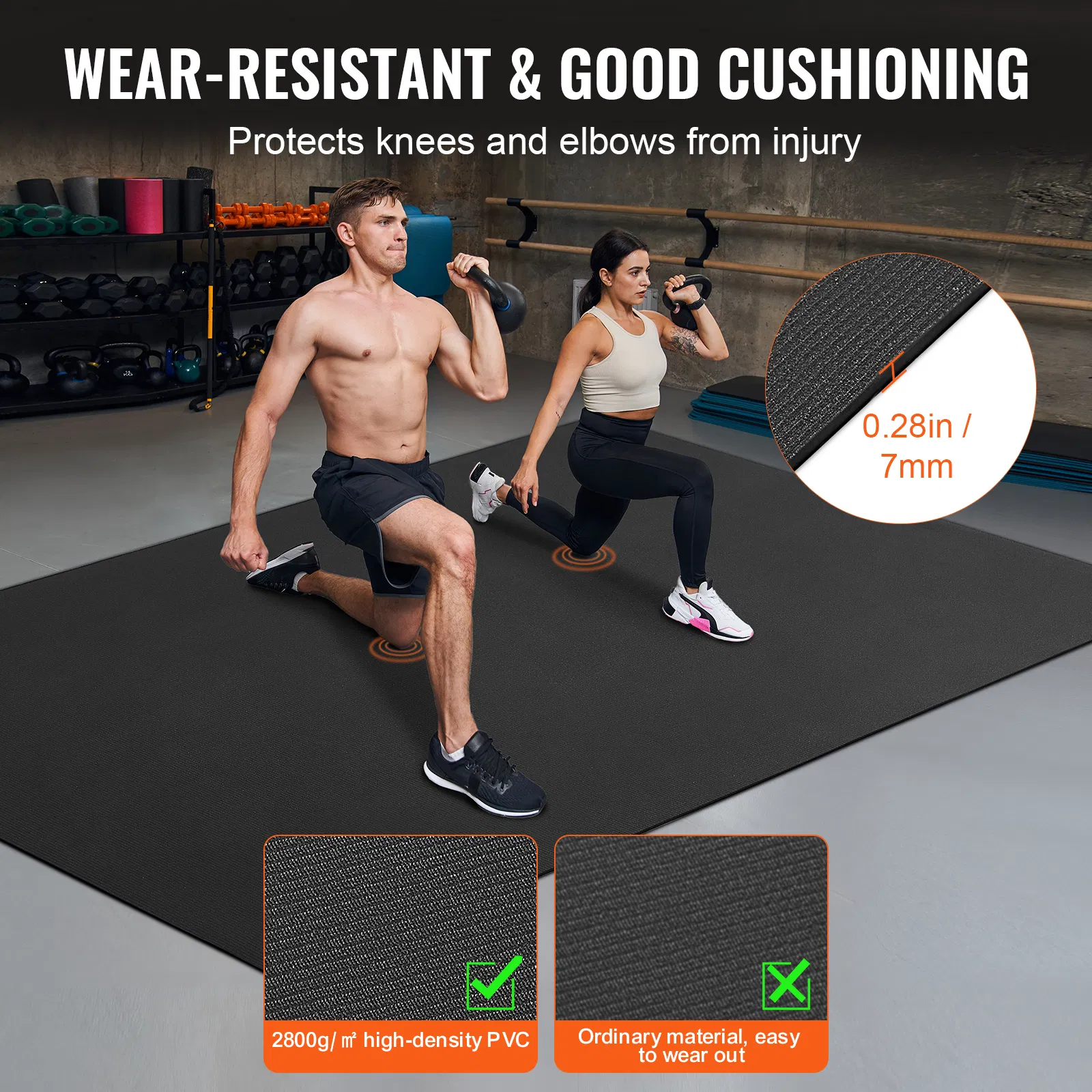 Exercise Mat, Non Slip High Density Premium Yoga Mat, Exercise Yoga Mat for Men & Women, Fitness & Exercise Mat with Bag & Carry Strap, for All Types of Home Yoga, Pilate & Floor Workout (9x6ft) - Image 4