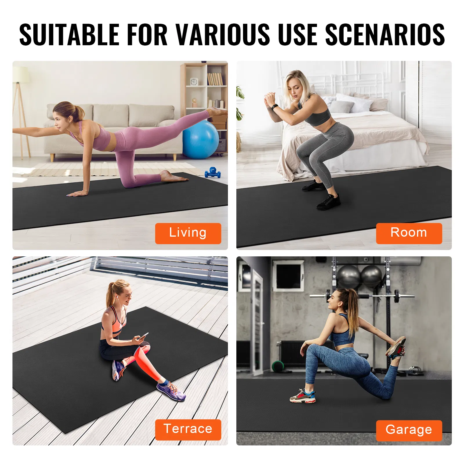Exercise Mat, Non Slip High Density Premium Yoga Mat, Exercise Yoga Mat for Men & Women, Fitness & Exercise Mat with Bag & Carry Strap, for All Types of Home Yoga, Pilate & Floor Workout (9x6ft) - Image 6