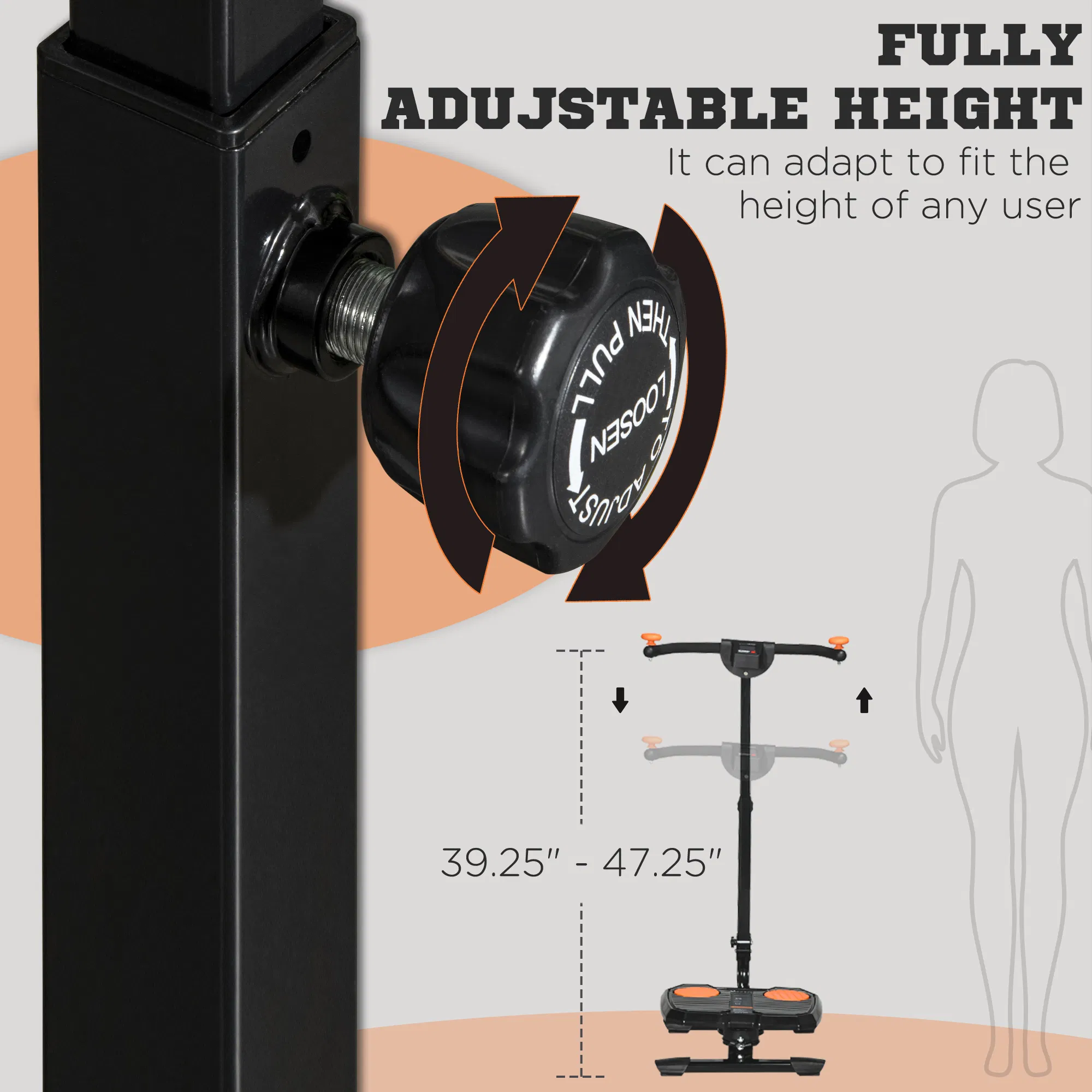 Foldable Ab Twister, Height Adjustable Twist Board with LCD Monitor, for Total Body Toning Workout - Image 4