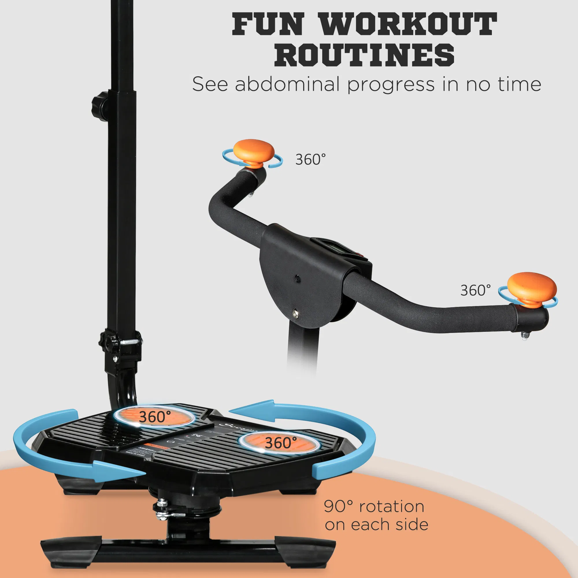 Foldable Ab Twister, Height Adjustable Twist Board with LCD Monitor, for Total Body Toning Workout - Image 5