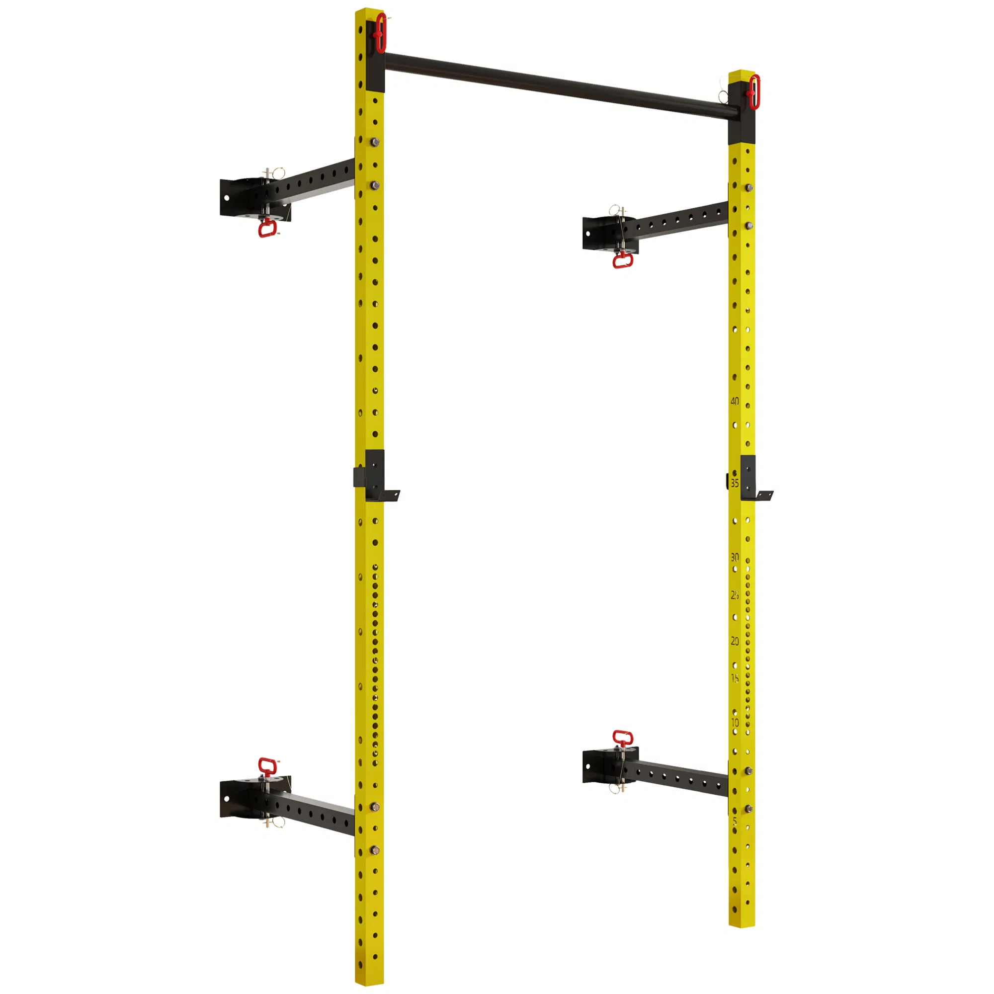Folding Squat Rack with Pull Up Bar, Wall Mounted and Adjustable, 1000 Pounds Capacity Power Rack, Yellow - Image 11