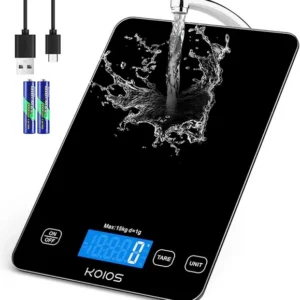 Food Scale, 33lb/15kg Digital Kitchen Scale Weight in Grams and Ounces for Cooking Baking, 1g/0.1oz Precise Graduation, Batteries and Type-C Charging, Tare Function, LCD Display, Black