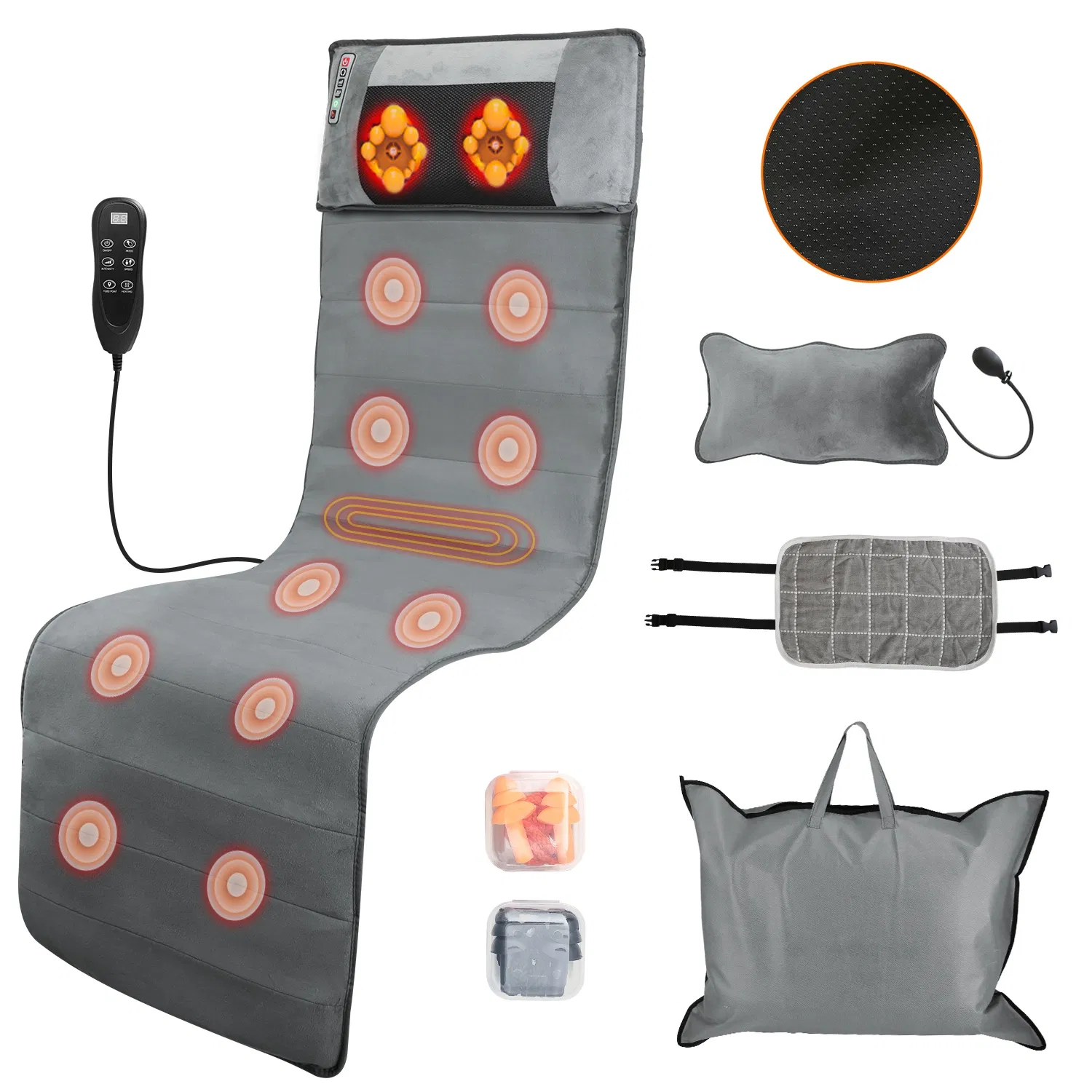 Full Body Electric Massage Mat with Heat Vibration Massage Pad Cushion Back Massage Mattress Chair Pad with Neck Massage Pillow with 10 Vibration Motors Timer - Image 13