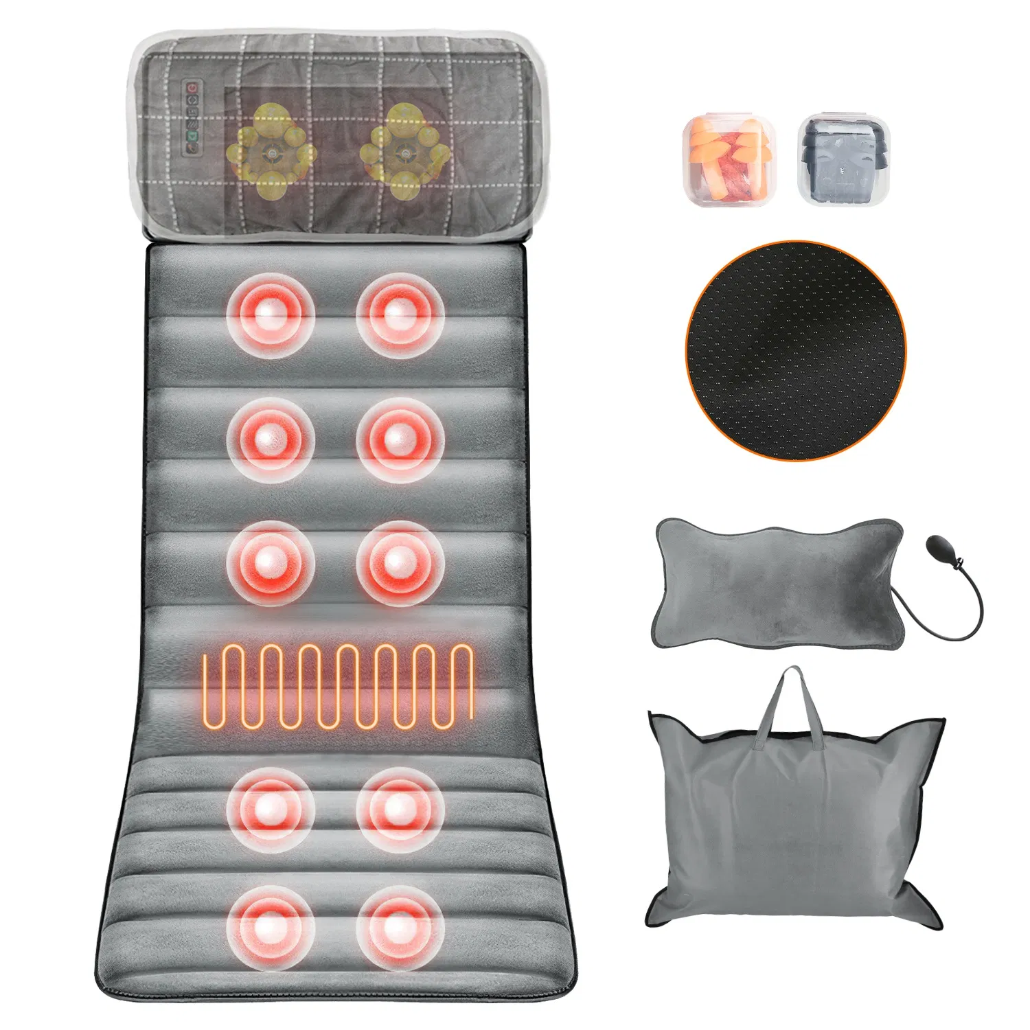 Full Body Electric Massage Mat with Heat Vibration Massage Pad Cushion Back Massage Mattress Chair Pad with Neck Massage Pillow with 10 Vibration Motors Timer - Image 14
