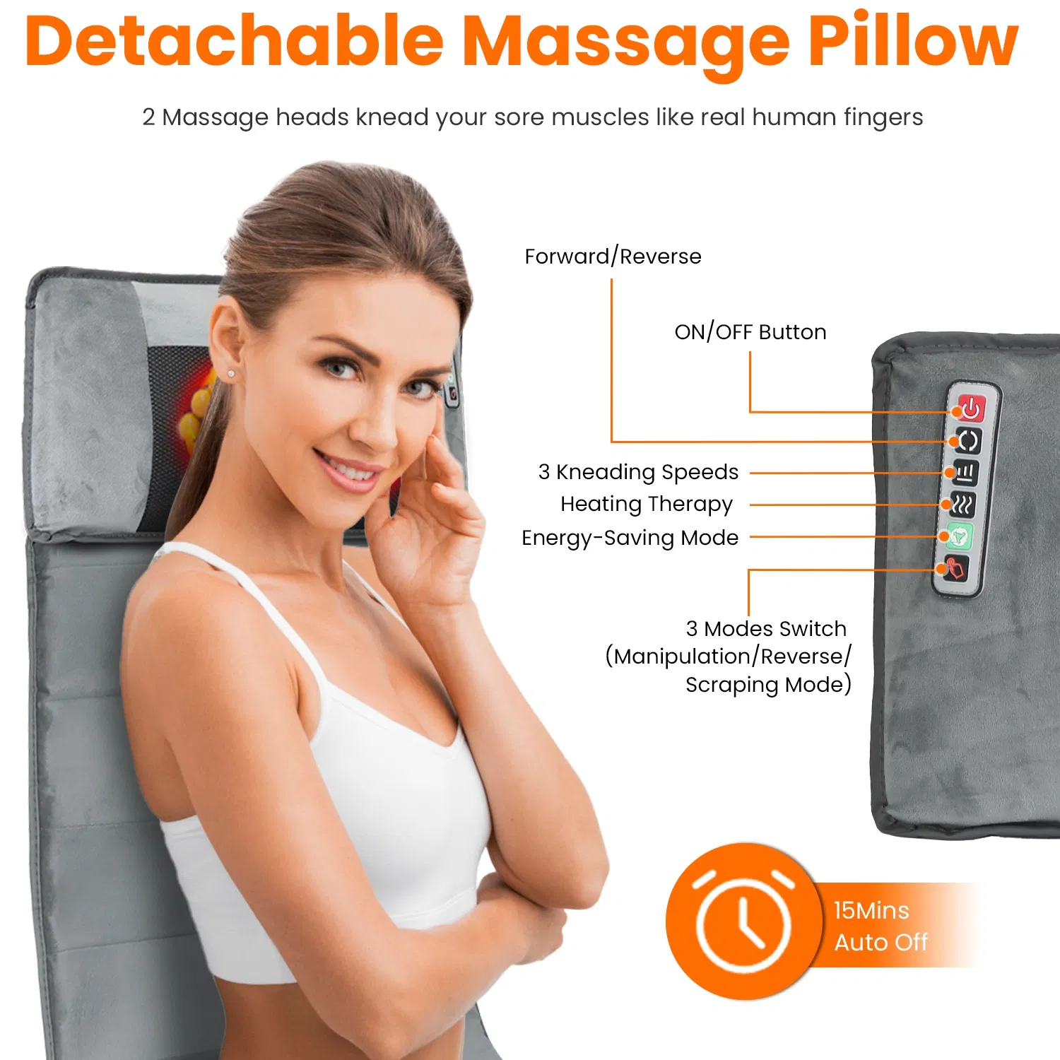 Full Body Electric Massage Mat with Heat Vibration Massage Pad Cushion Back Massage Mattress Chair Pad with Neck Massage Pillow with 10 Vibration Motors Timer - Image 5