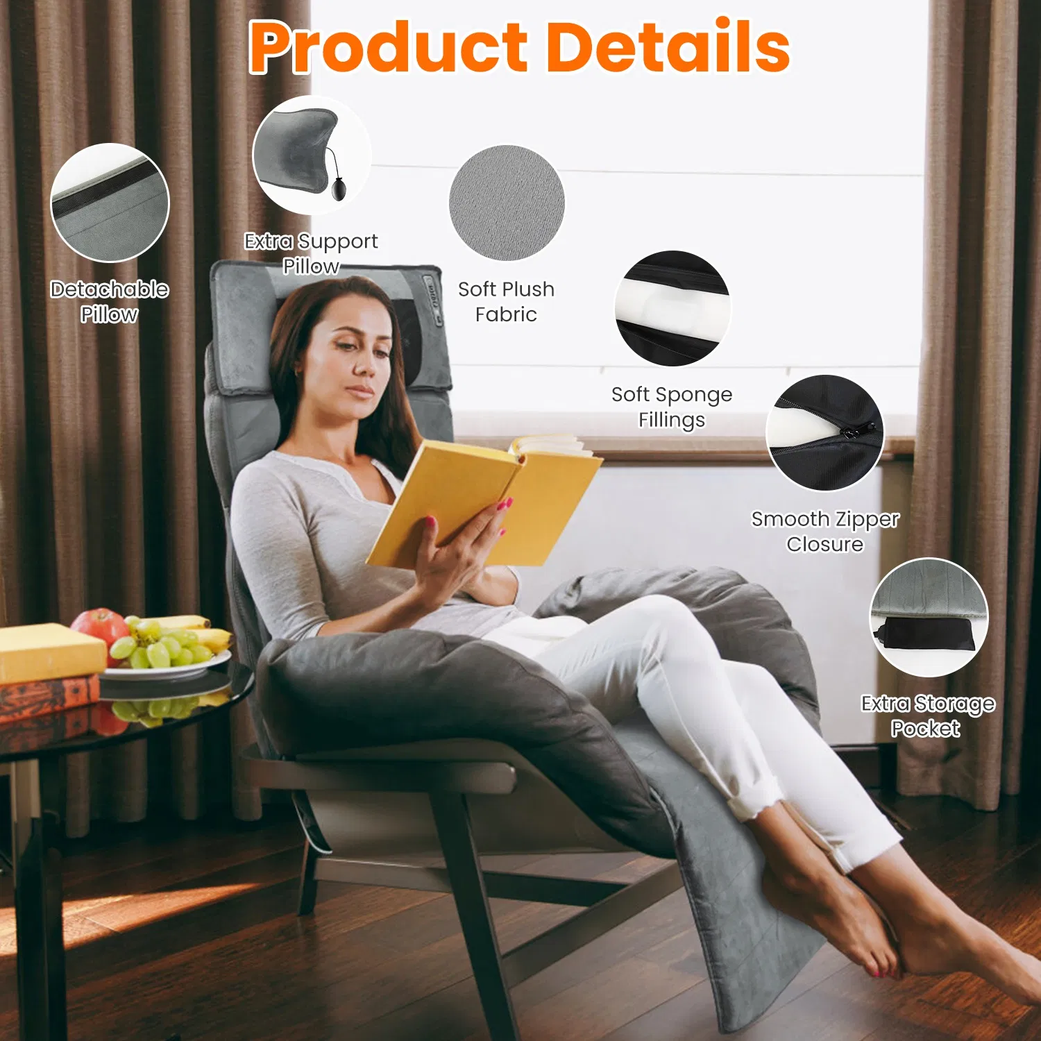 Full Body Electric Massage Mat with Heat Vibration Massage Pad Cushion Back Massage Mattress Chair Pad with Neck Massage Pillow with 10 Vibration Motors Timer - Image 6