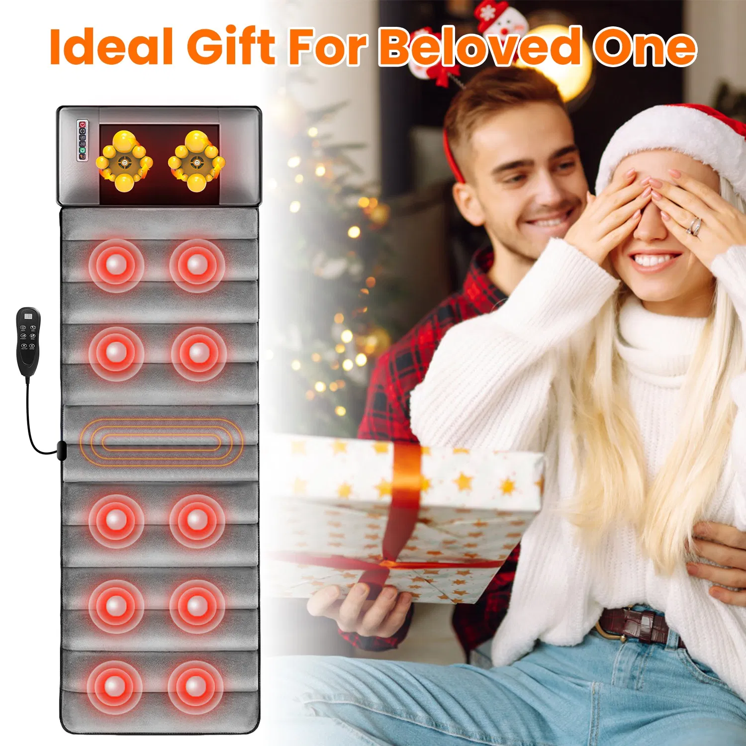 Full Body Electric Massage Mat with Heat Vibration Massage Pad Cushion Back Massage Mattress Chair Pad with Neck Massage Pillow with 10 Vibration Motors Timer - Image 7