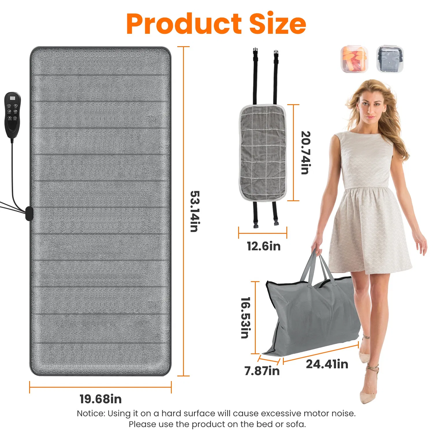 Full Body Electric Massage Mat with Heat Vibration Massage Pad Cushion Back Massage Mattress Chair Pad with Neck Massage Pillow with 10 Vibration Motors Timer - Image 9