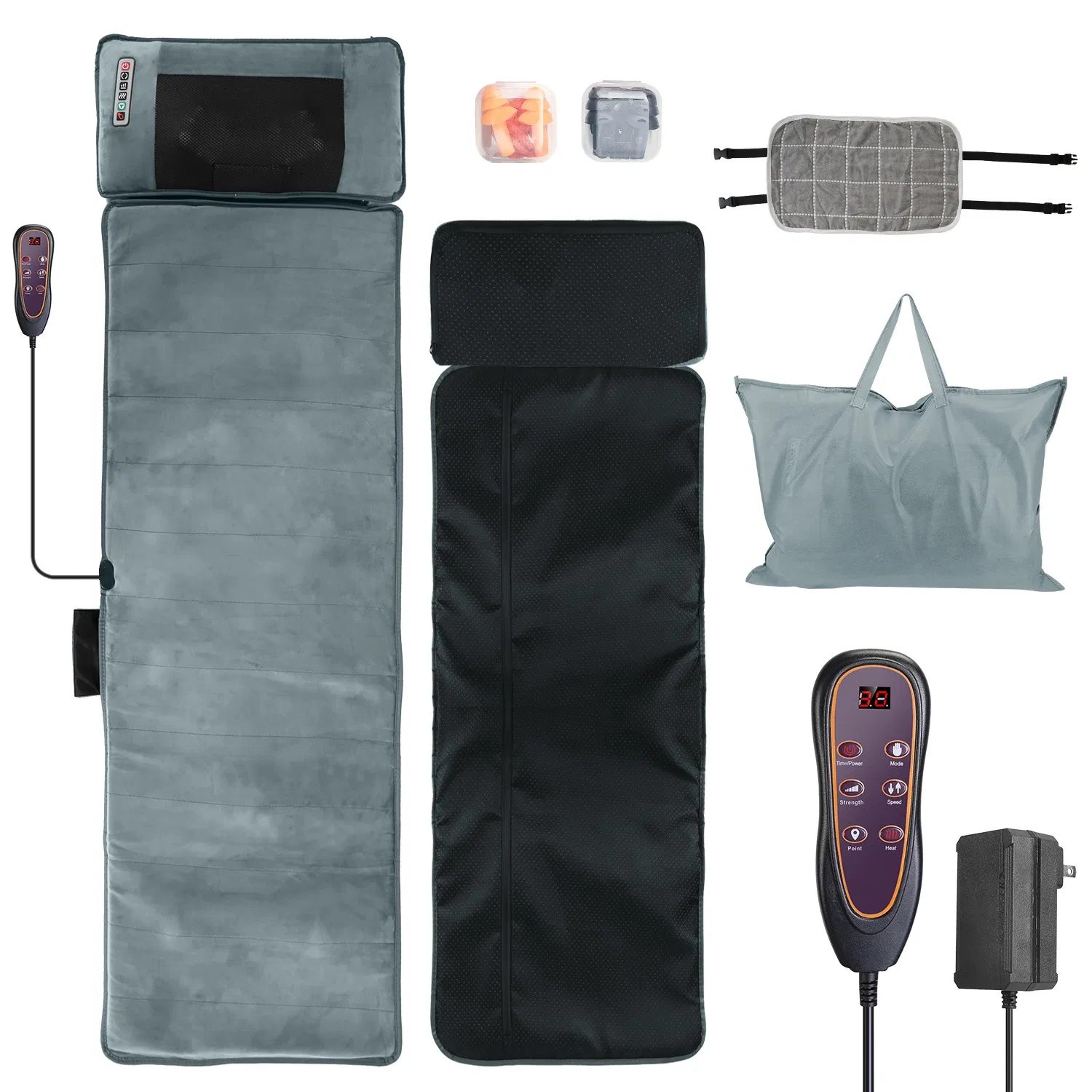 Full Body Electric Massage Mat with Heat Vibration Massage Pad Cushion Back Massage Mattress Chair Pad with Neck Massage Pillow with 10 Vibration Motors Timer Anti-Slip Bottom Earplugs - Image 13