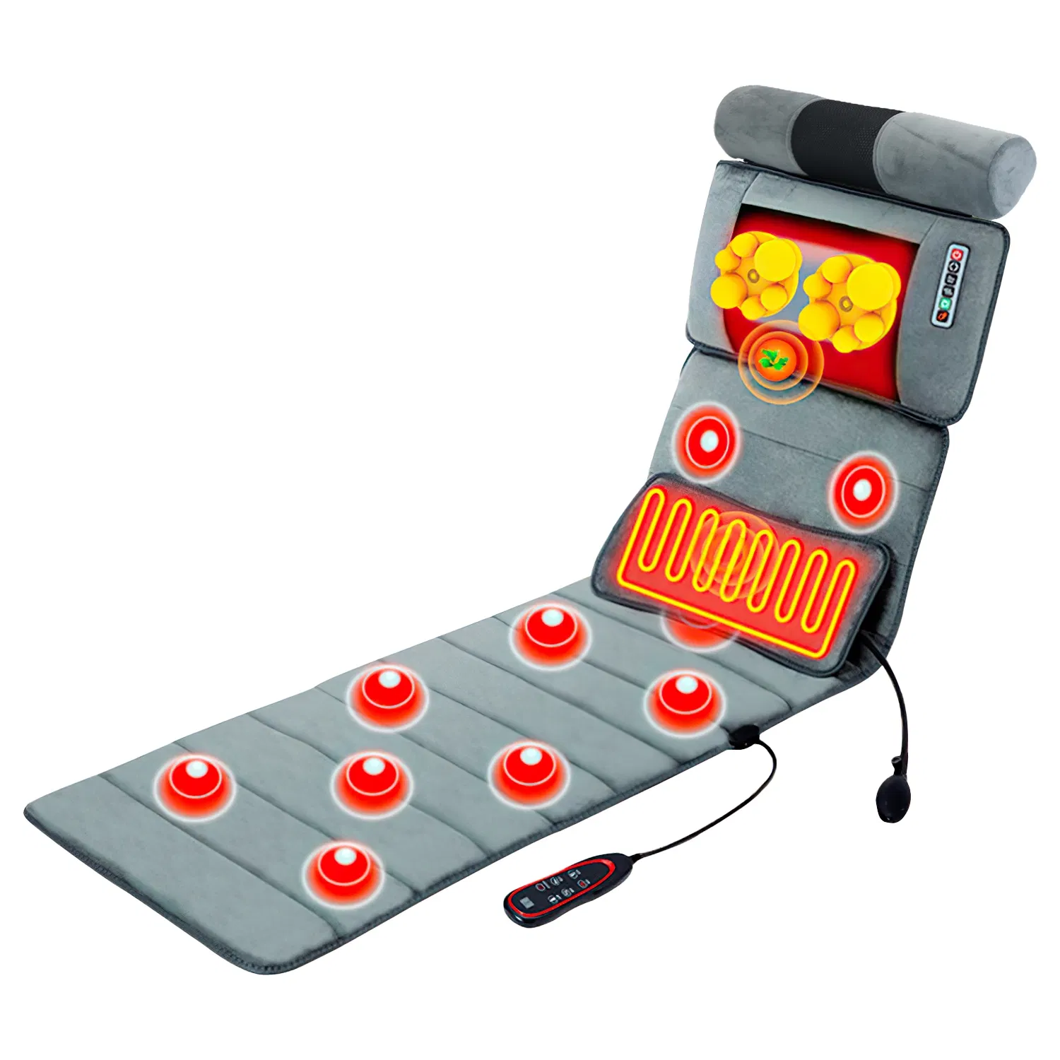 Full Body Electric Massage Mat with Heat Vibration Massage Pad Cushion Back Massage Mattress Chair Pad with Neck Massager Lumbar Pillow with 10 Vibration Motors 3 Timers - Image 15