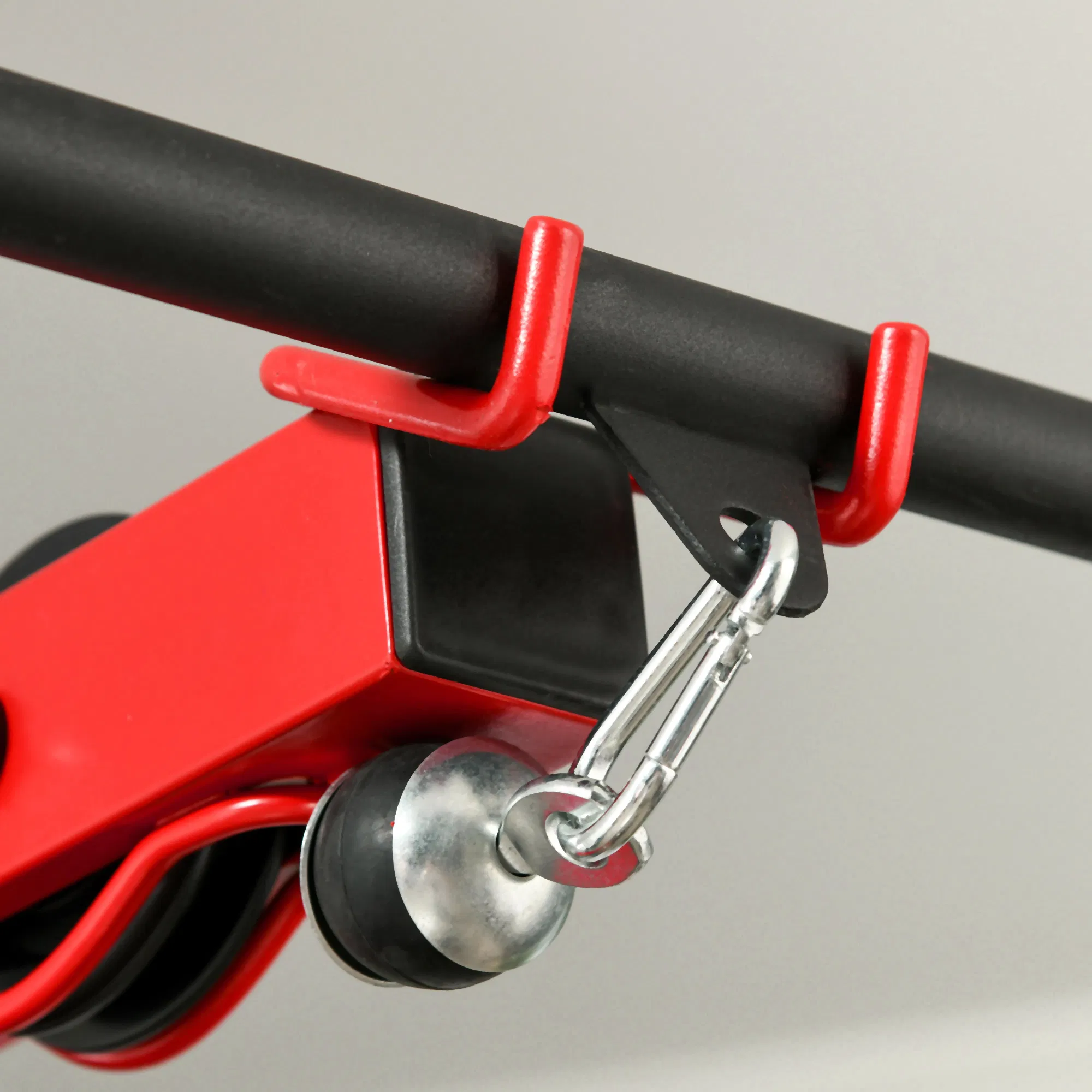 Lat Pull Down Machine, High / Low Pulley Machine with Adjustable Seat and Flip-Up Footplate, Red - Image 8