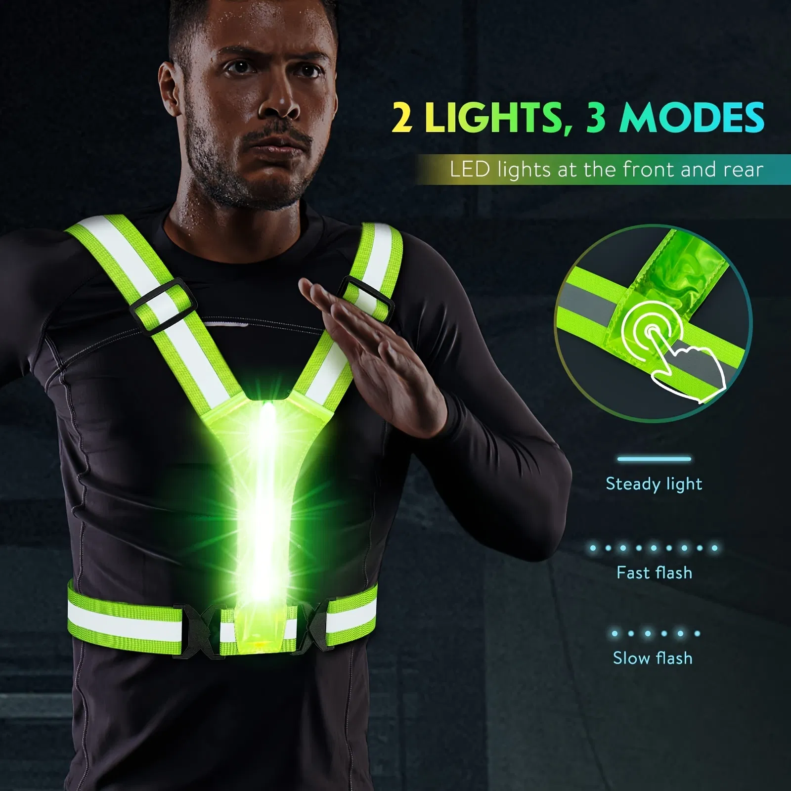 Led Light Up Running Vest Reflective For Walking At Night; High Visibility Gear Rechargeable Adjustable For Runners Walkers Men And Women - Image 12