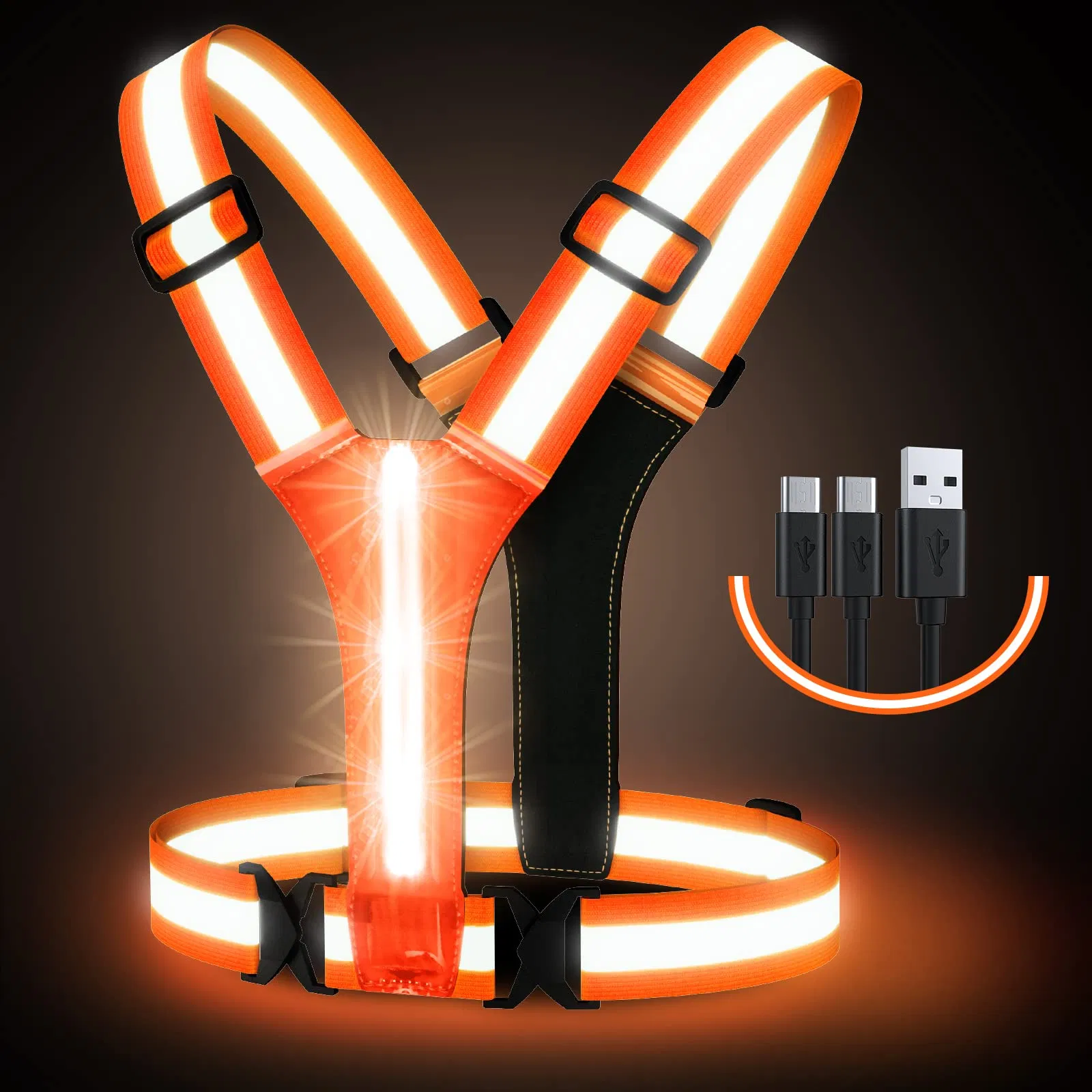Led Light Up Running Vest Reflective For Walking At Night; High Visibility Gear Rechargeable Adjustable For Runners Walkers Men And Women - Image 10