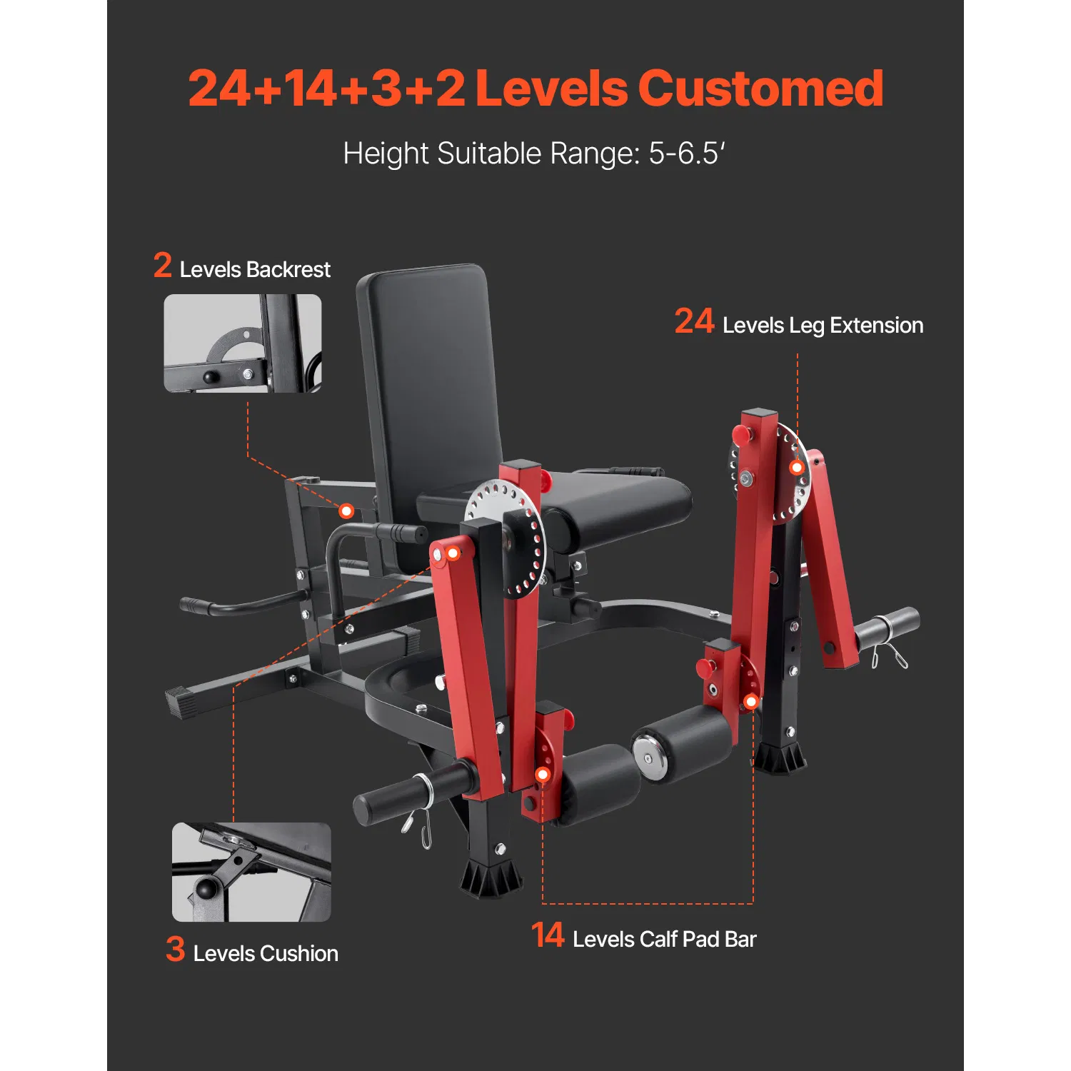 Leg Extension and Curl Machine, Seated Leg Rotary Extension for Thigh, Adjustable Lower Body Specialty Exercises Equipment, Heavy Duty Workout Bench for Home Gym, 700 LBS Capacity - Image 4