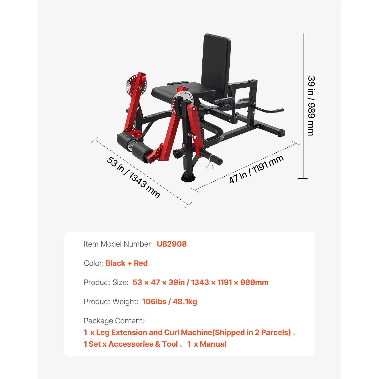 Leg Extension and Curl Machine, Seated Leg Rotary Extension for Thigh, Adjustable Lower Body Specialty Exercises Equipment, Heavy Duty Workout Bench for Home Gym, 700 LBS Capacity - Image 7