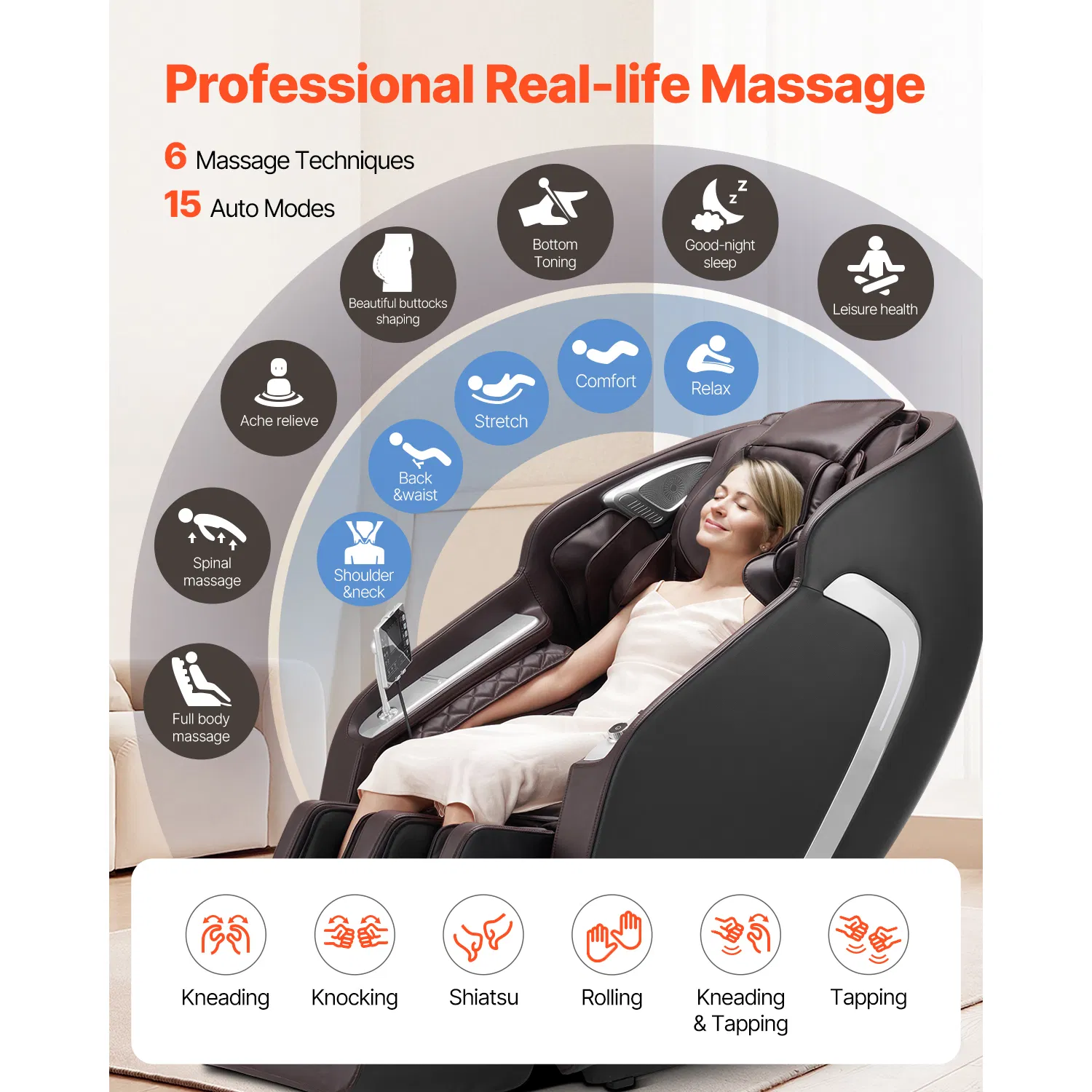 Massage Chair, 4D Full Body Zero Gravity Recliner with SL Track, Yoga Stretch, AI Voice Control, Heat, Foot Roller, Retractable Pedal, 36 Airbags, LCD, Armrest Controls, Rolling Base - Image 2