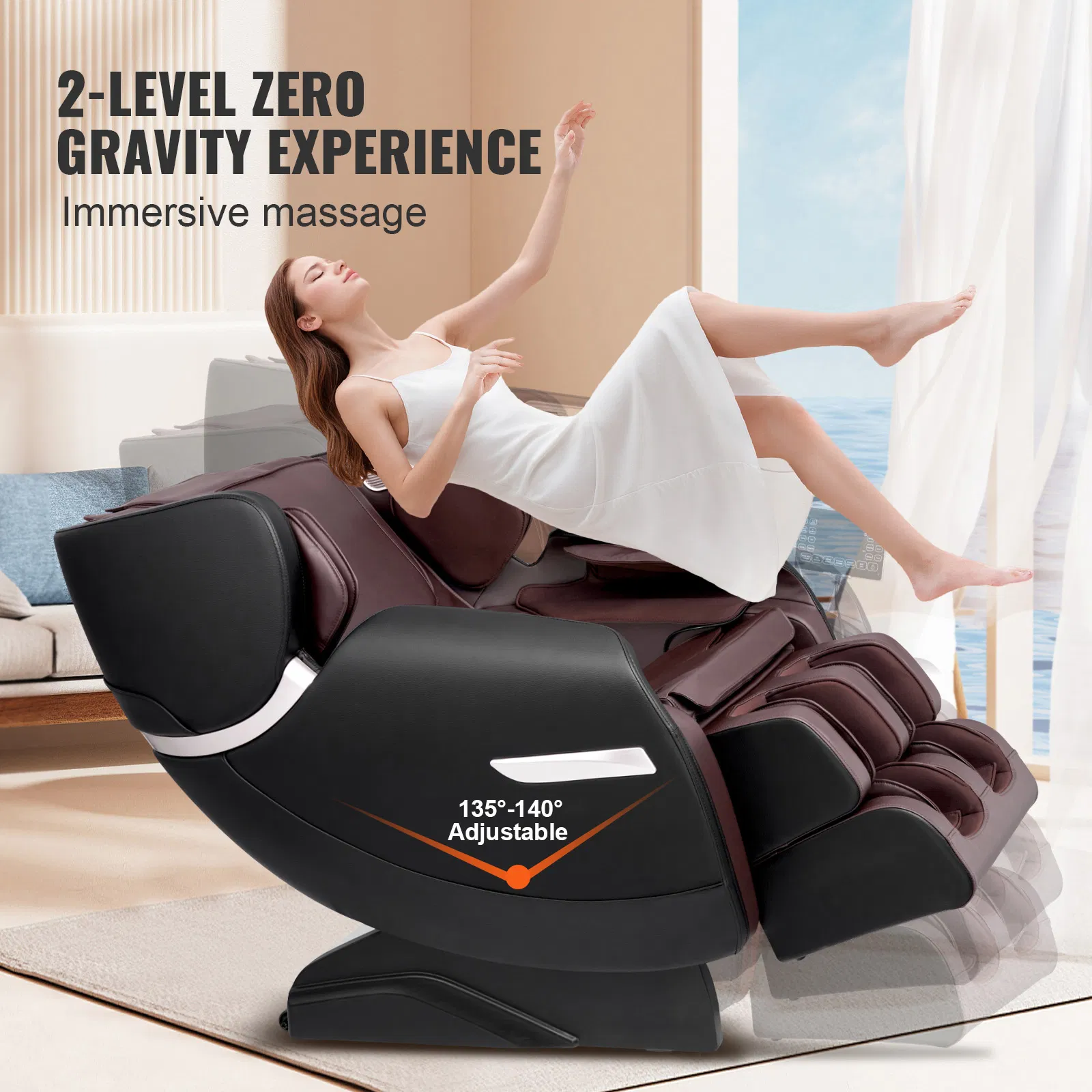 Massage Chair - Full Body Zero Gravity Recliner with Multi Auto Modes, 3D Shiatsu, Heating, Bluetooth Speaker, Airbag, Foot Roller, and Touch Screen - Image 3
