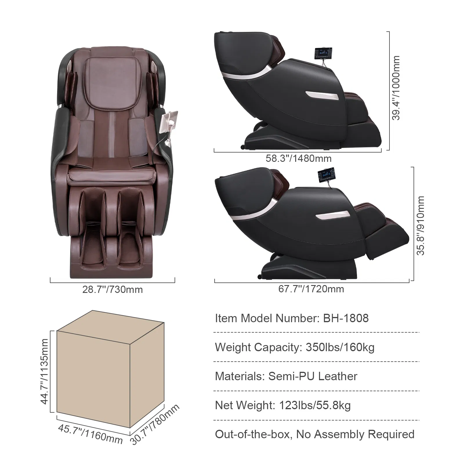 Massage Chair - Full Body Zero Gravity Recliner with Multi Auto Modes, 3D Shiatsu, Heating, Bluetooth Speaker, Airbag, Foot Roller, and Touch Screen - Image 7