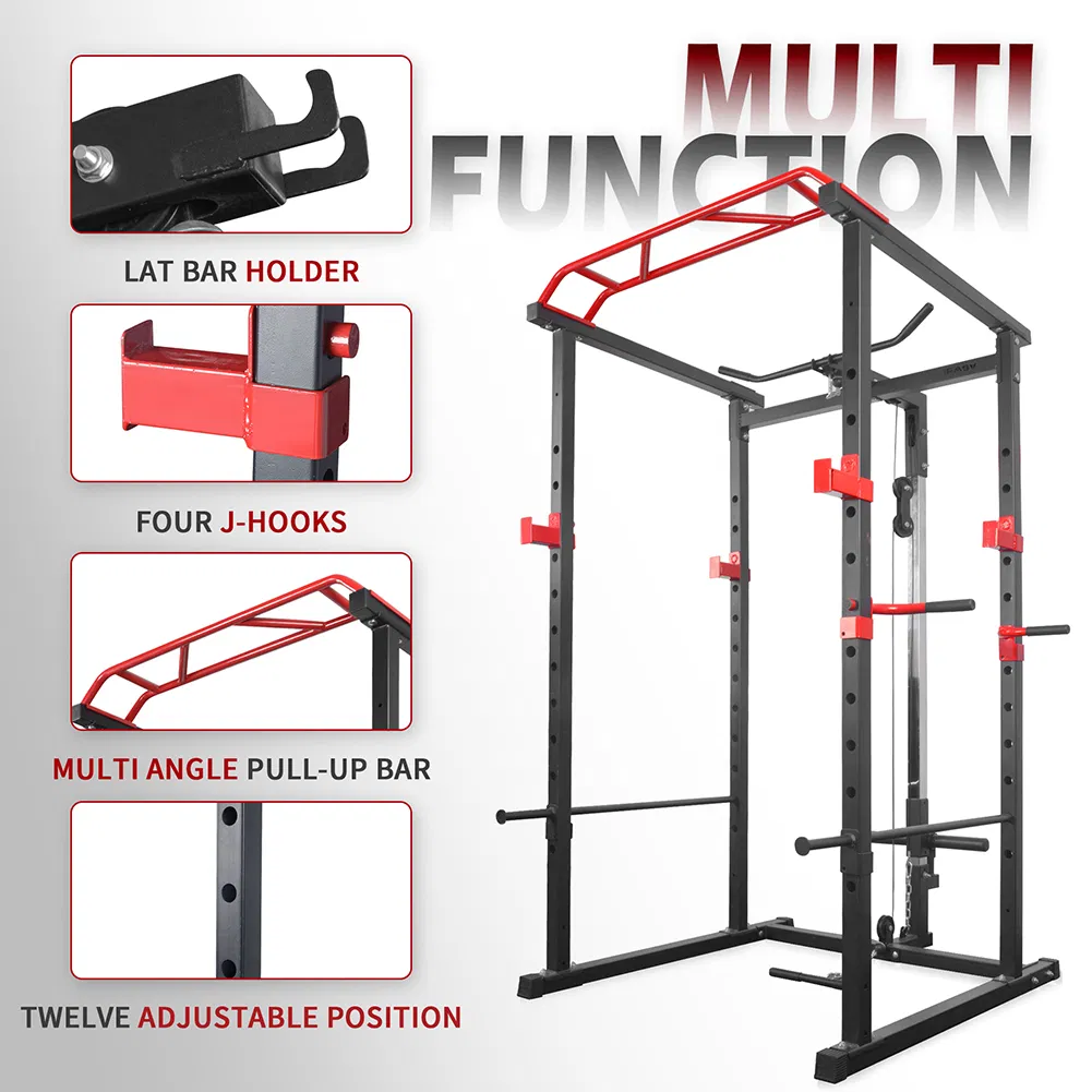 Multi-functional Power Cage,Home Adjustable Pullup Squat Rack 1000Lbs Capacity Comprehensive Fitness Barbell Rack - Image 15