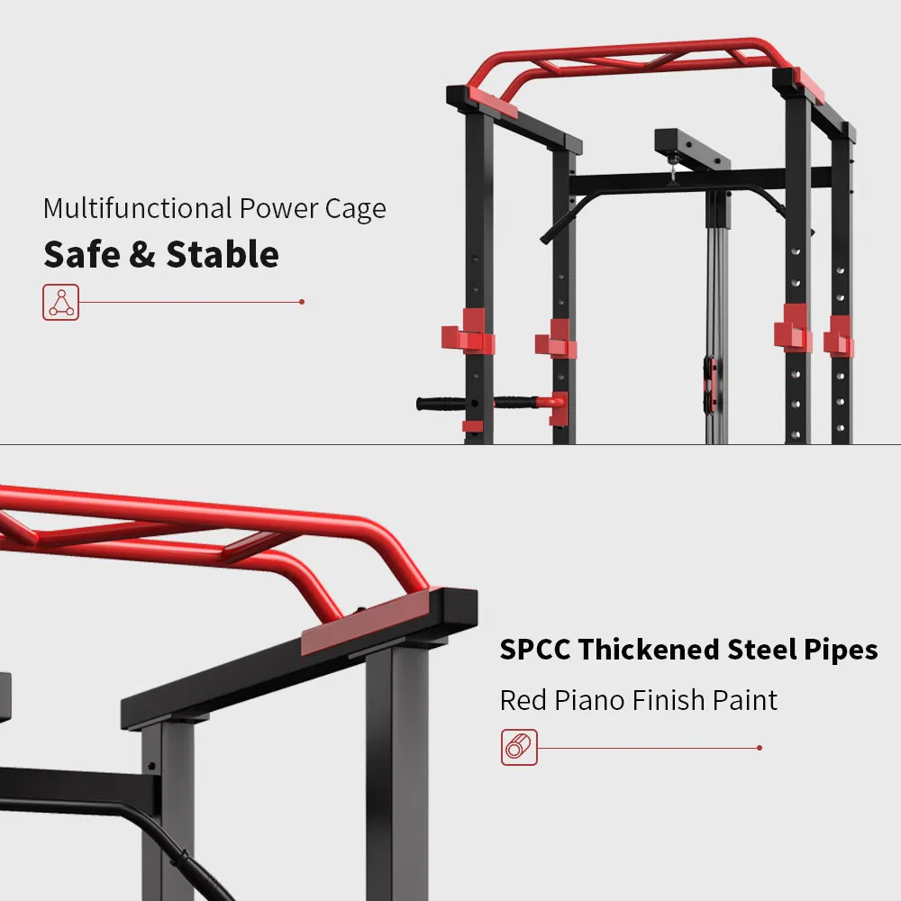 Multi-functional Power Cage,Home Adjustable Pullup Squat Rack 1000Lbs Capacity Comprehensive Fitness Barbell Rack - Image 17