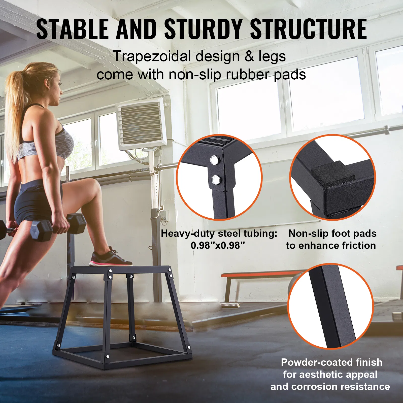 Plyometric Jump Box, 18 Inch Plyo Box, Steel Plyometric Platform and Jumping Agility Box, Anti-Slip Fitness Exercise Step Up Box for Home Gym Training, Conditioning Strength Training, Black - Image 4