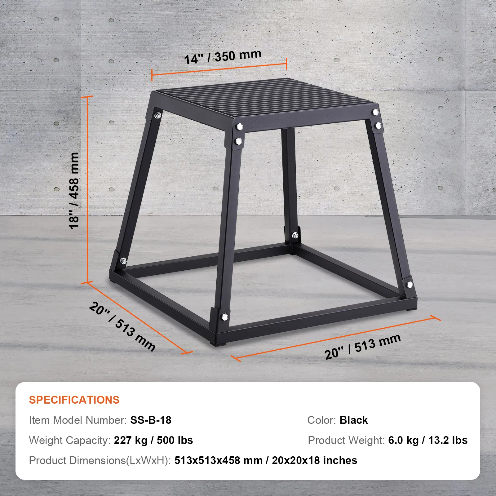 Plyometric Jump Box, 18 Inch Plyo Box, Steel Plyometric Platform and Jumping Agility Box, Anti-Slip Fitness Exercise Step Up Box for Home Gym Training, Conditioning Strength Training, Black - Image 7