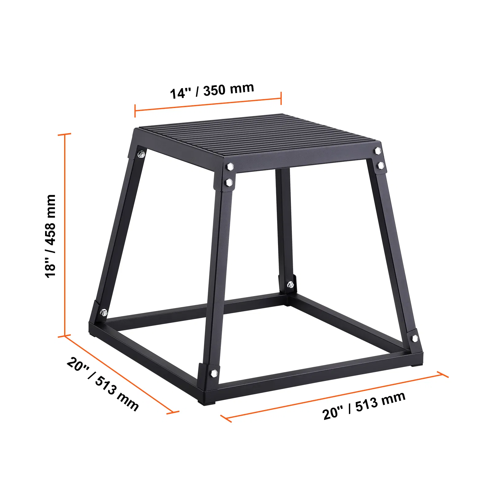 Plyometric Jump Box, 18 Inch Plyo Box, Steel Plyometric Platform and Jumping Agility Box, Anti-Slip Fitness Exercise Step Up Box for Home Gym Training, Conditioning Strength Training, Black - Image 8