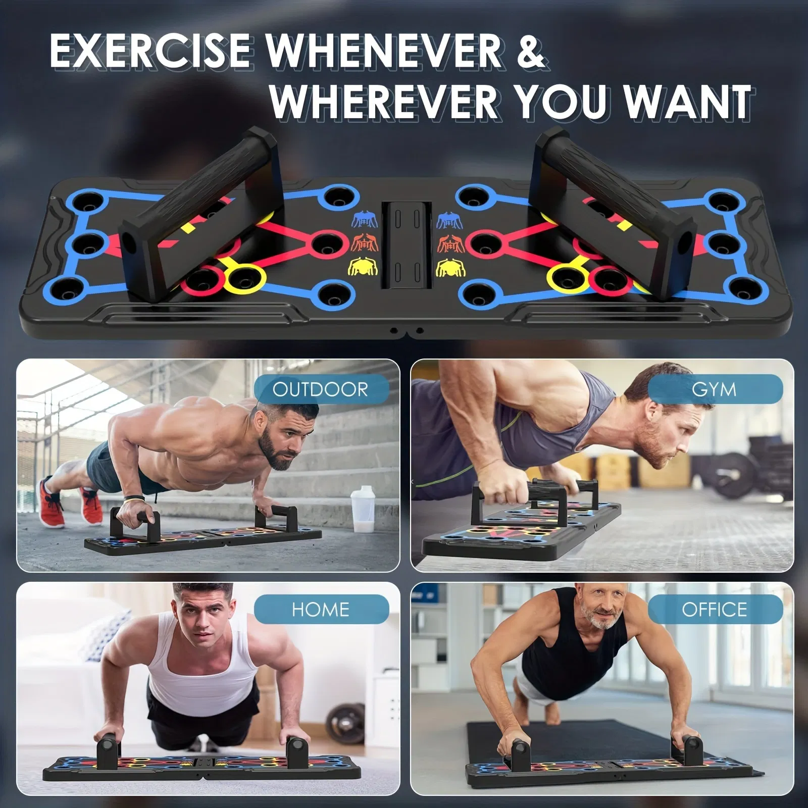 Push Up Board; Foldable Multi-Functional 20-In-1 Push Up Board; Chest Muscle Exercise Equipment For Men Women Fitness Training - Image 6
