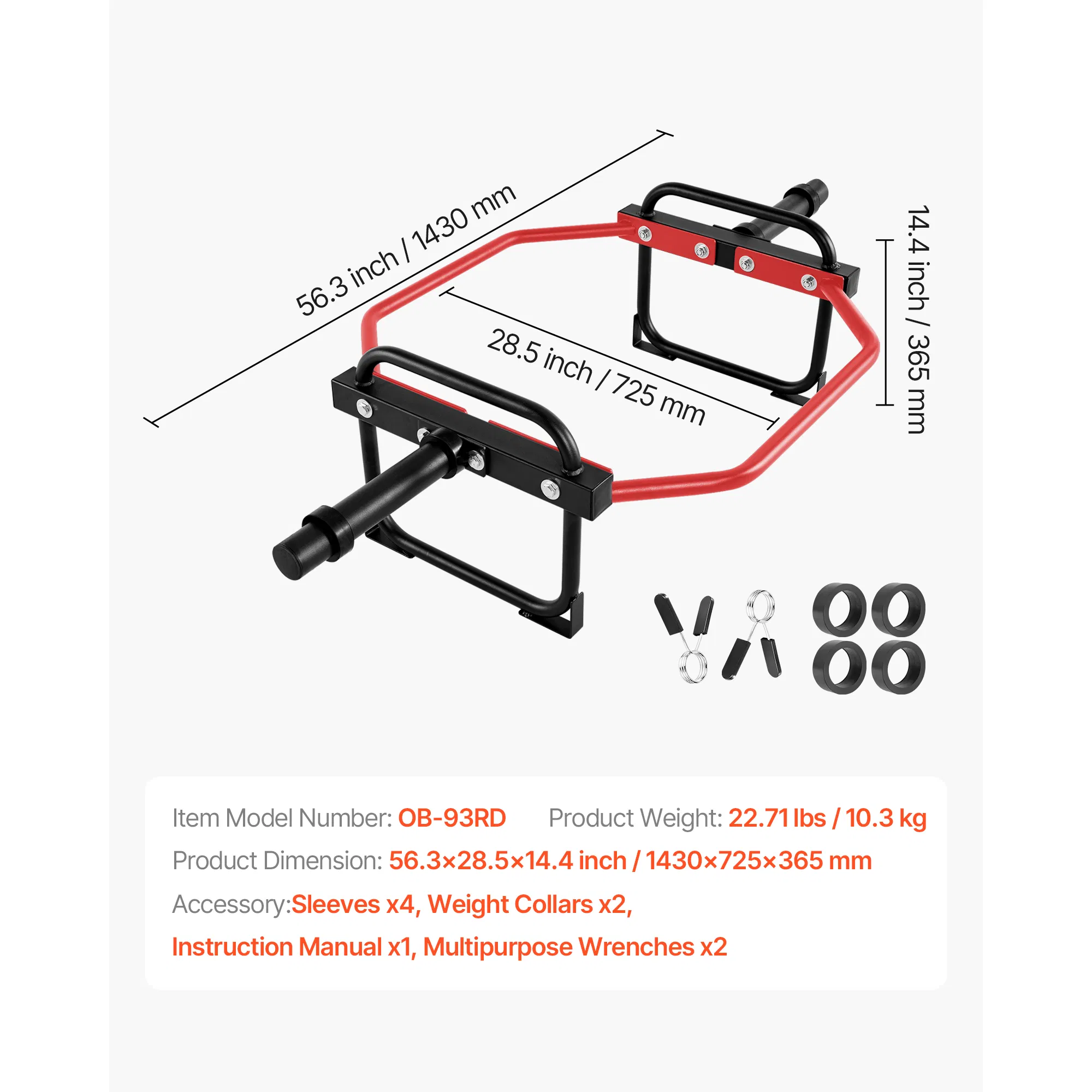Trap Bar Hex Bar, 2-Inch Hex Barbell, 500 LBS Capacity Shrug Bars, Weightlifting and Strength Training Equipment, Home Gym for Squats, Deadlifts, Shoulder Presses, Red - Image 7