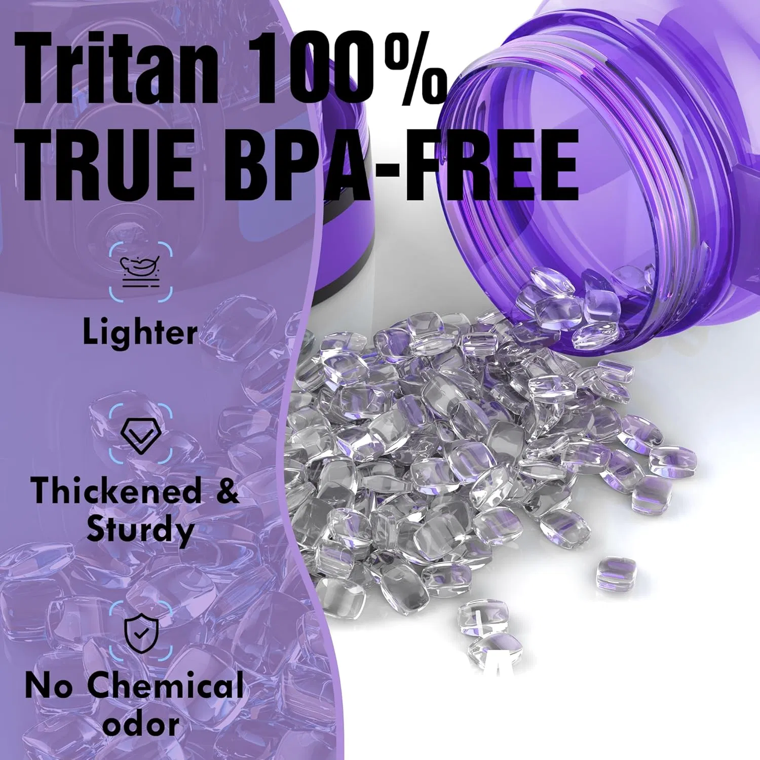 Water Bottle, 32oz Motivational Sports Water Bottle with Time Marker - Times to Drink - Tritan, BPA Free, Wide Mouth Leakproof, Anniversary Birthday Gifts for Men Women, Deep Purple (1 Bottle) - Image 3