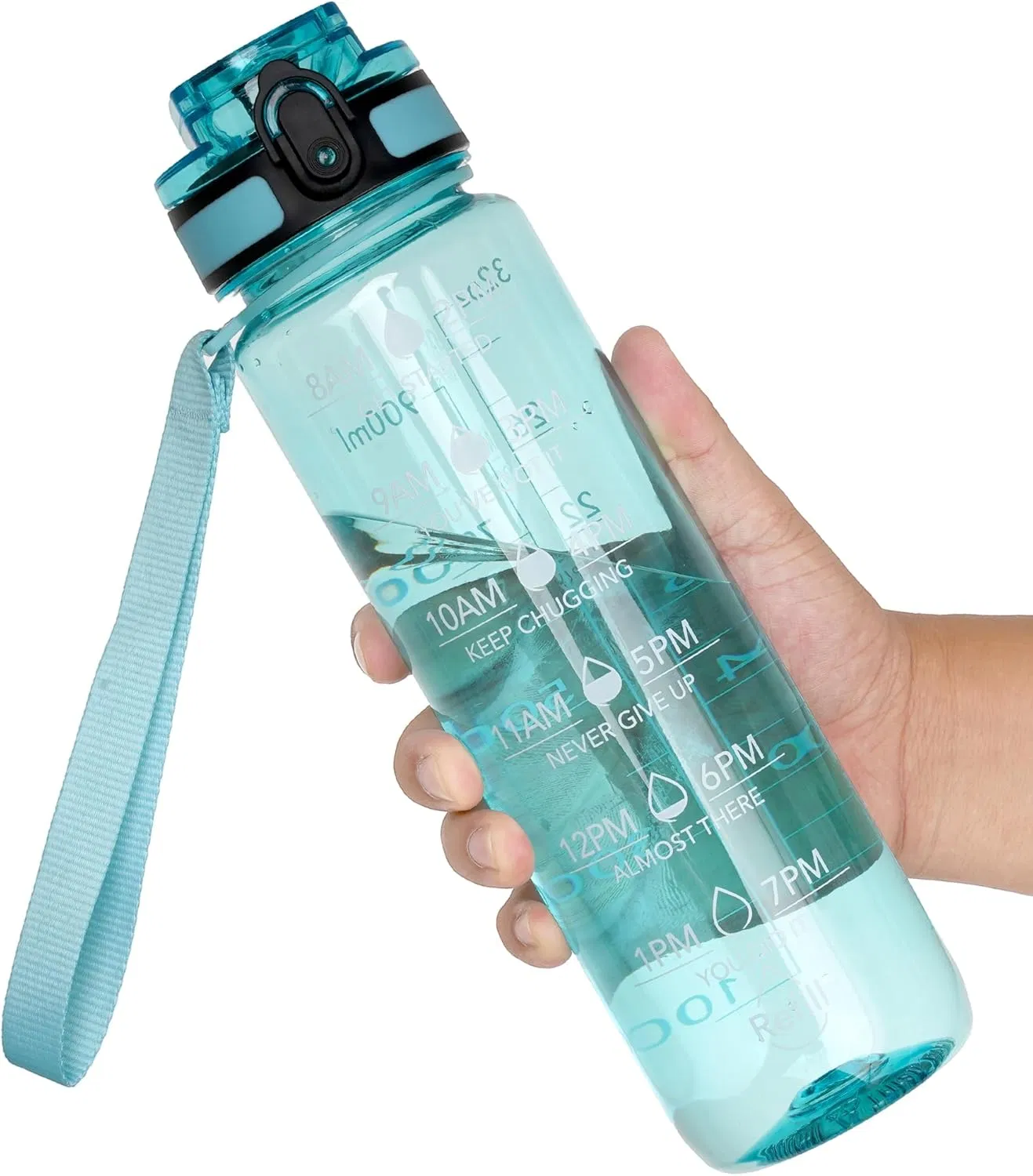 Water Bottle, 32oz Motivational Sports Water Bottle with Time Marker - Times to Drink - Tritan, BPA Free, Wide Mouth Leakproof, Anniversary Birthday Gifts for Men Women,Surfer (1 Bottle)