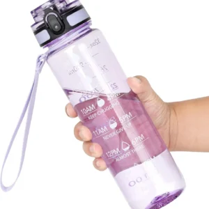 Water Bottle, 32oz Motivational Sports Water Bottle with Time Marker - Times to Drink - Tritan, BPA Free, Wide Mouth Leakproof,Anniversary Birthday Gifts for Men Women, Amethyst (1 Bottle
