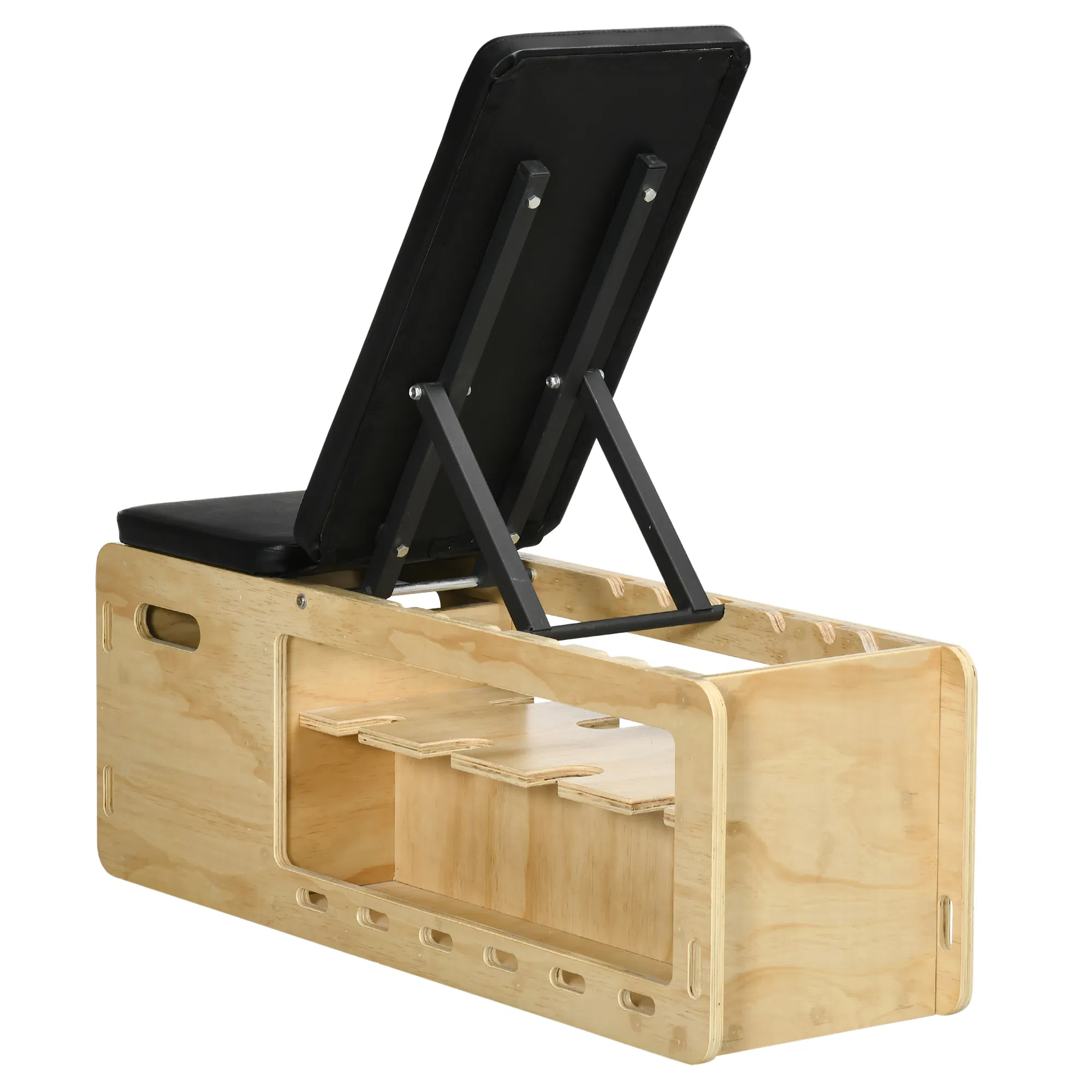 Wooden Workout Bench with Dumbbell Rack and Resistance Bands, Adjustable Incline Weight Bench for Home Gym - Image 12