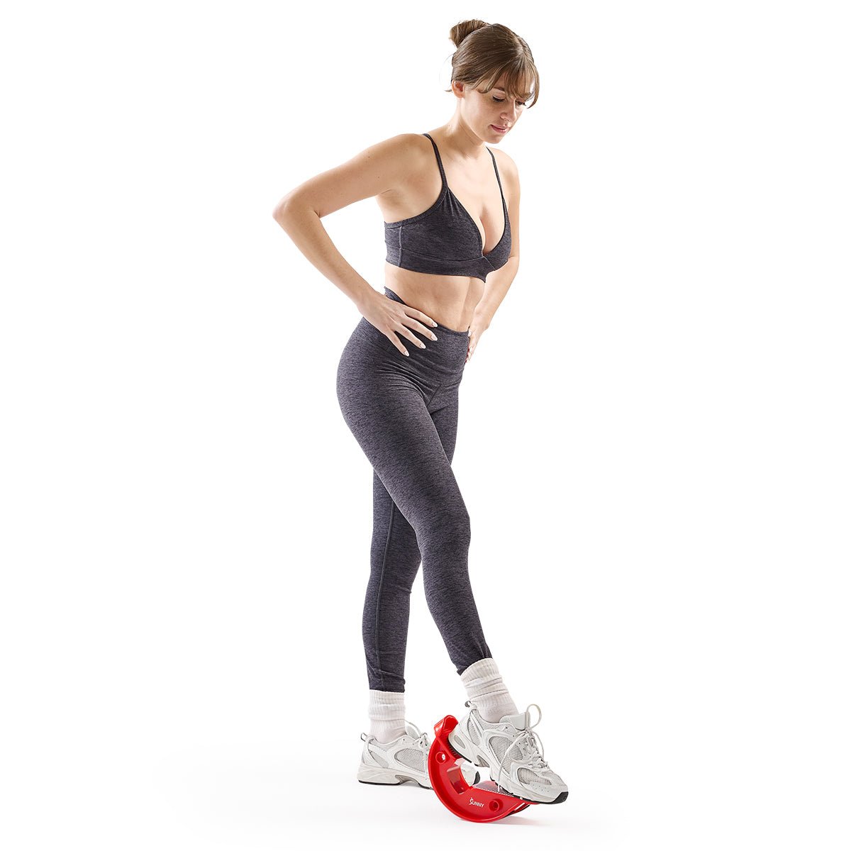 Sunny Health & Fitness Calf & Hamstring Stretcher and Foot Rocker (Red) - NO. 108-RD - Image 2