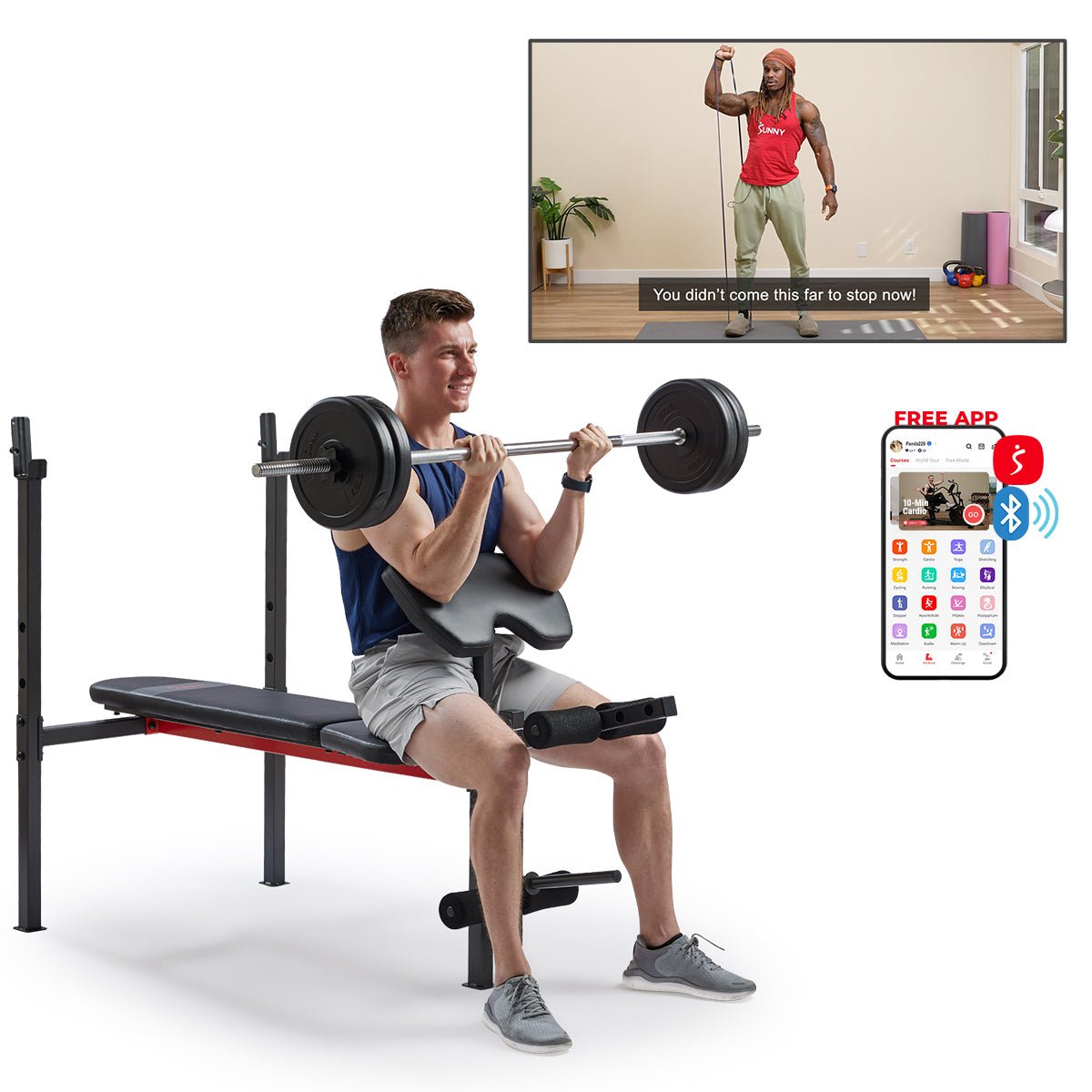 Sunny Health & Fitness Adjustable Standard Incline Weight Bench with Leg Developer and Preacher Curl Attachment - SF-BH623009 - Image 3