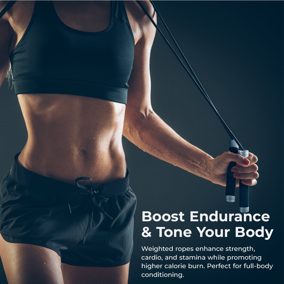 Sunny Health & Fitness Adjustable Weighted Jump Rope - SF-JR03-BK - Image 2