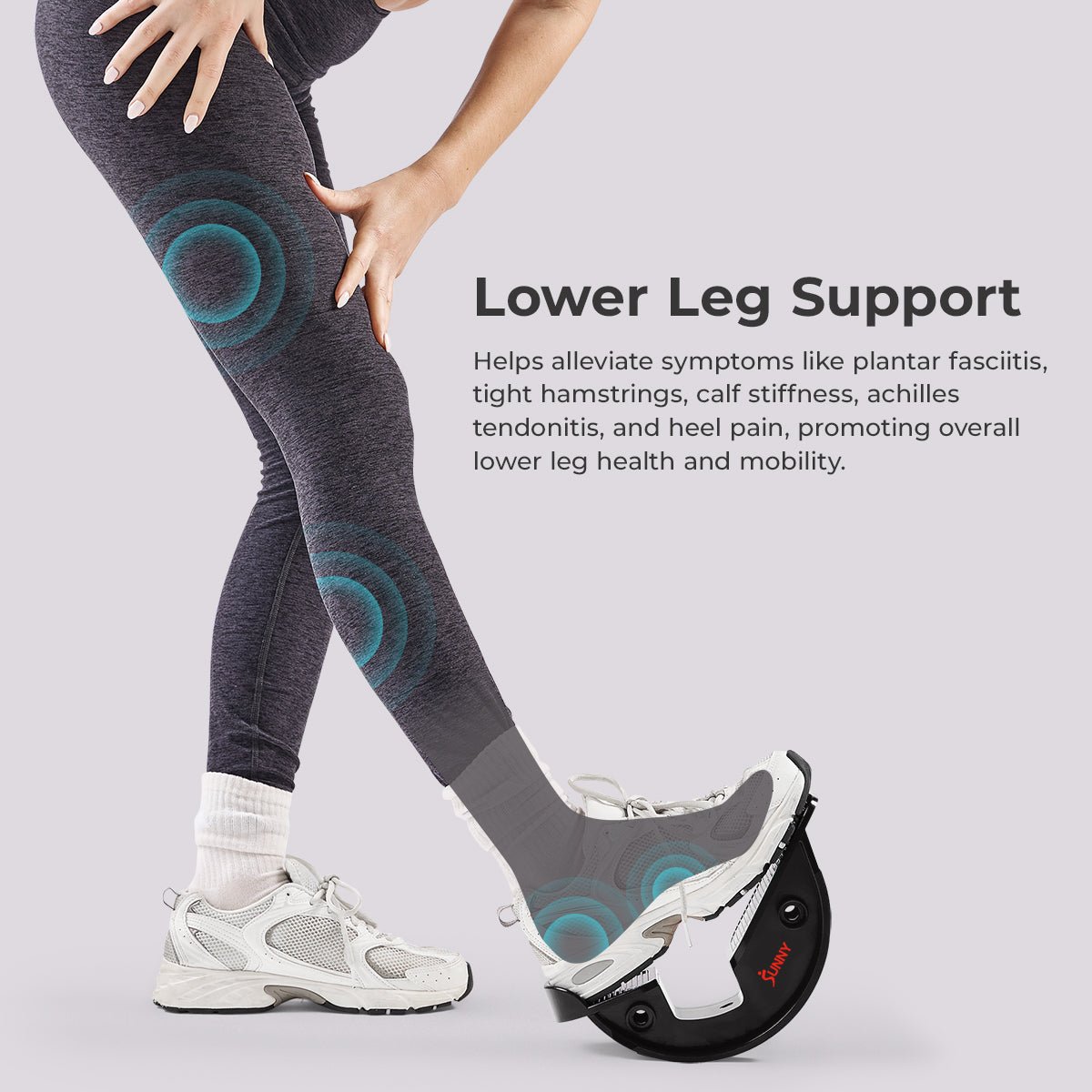 Sunny Health & Fitness Calf & Hamstring Stretcher and Foot Rocker (Grey) - NO. 108-GY - Image 4