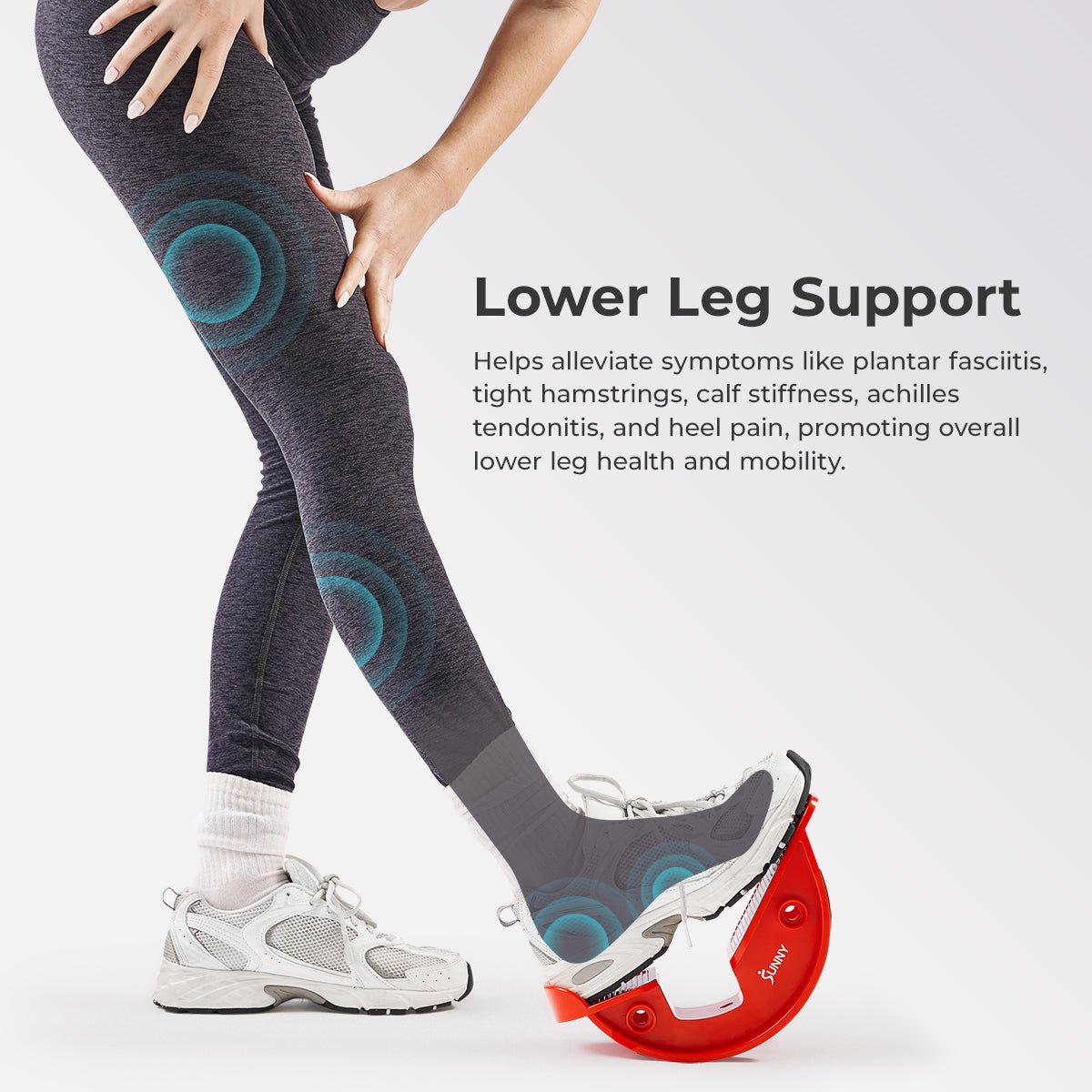 Sunny Health & Fitness Calf & Hamstring Stretcher and Foot Rocker (Red) - NO. 108-RD - Image 3