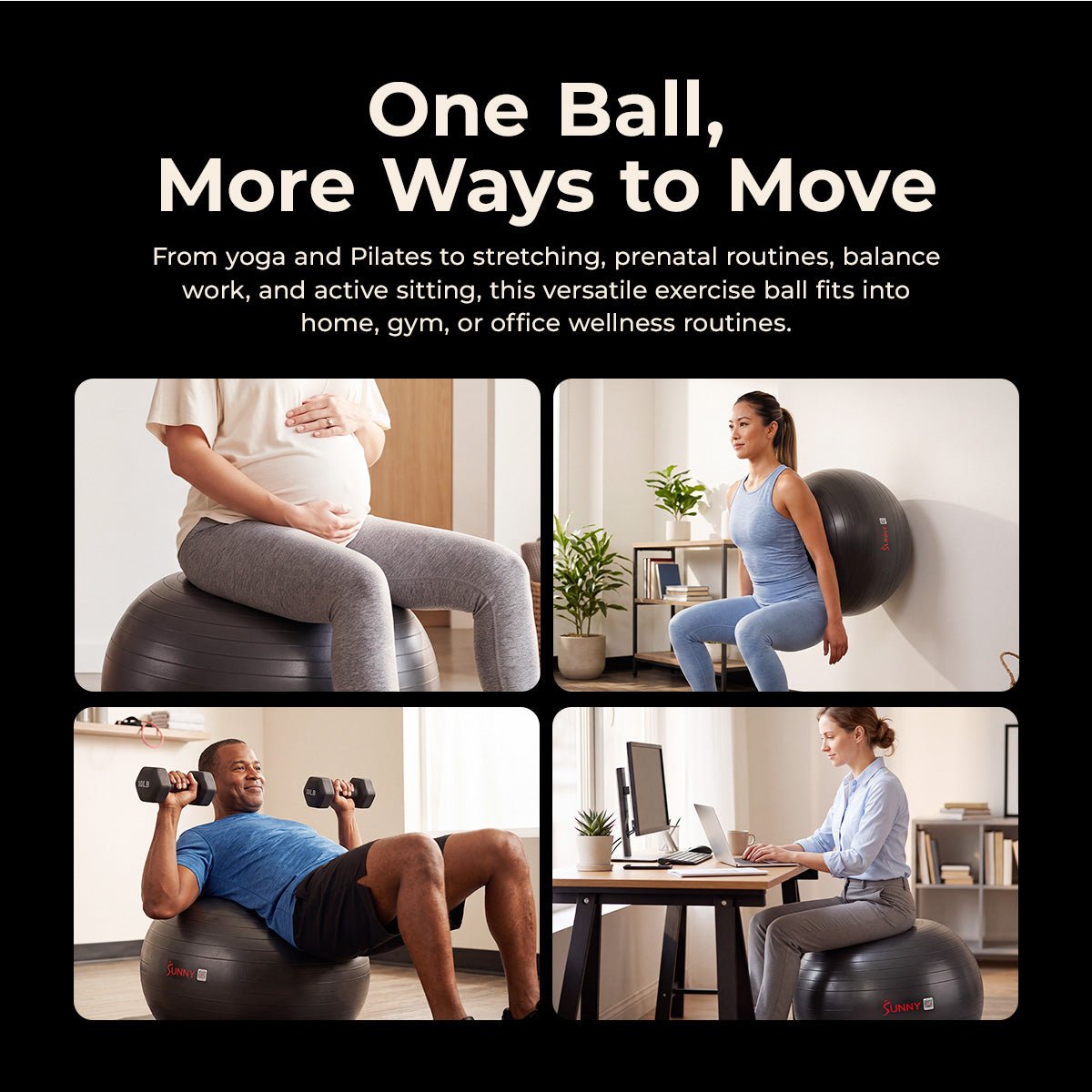 Sunny Health & Fitness Premium Yoga Ball Large 75CM - Image 5