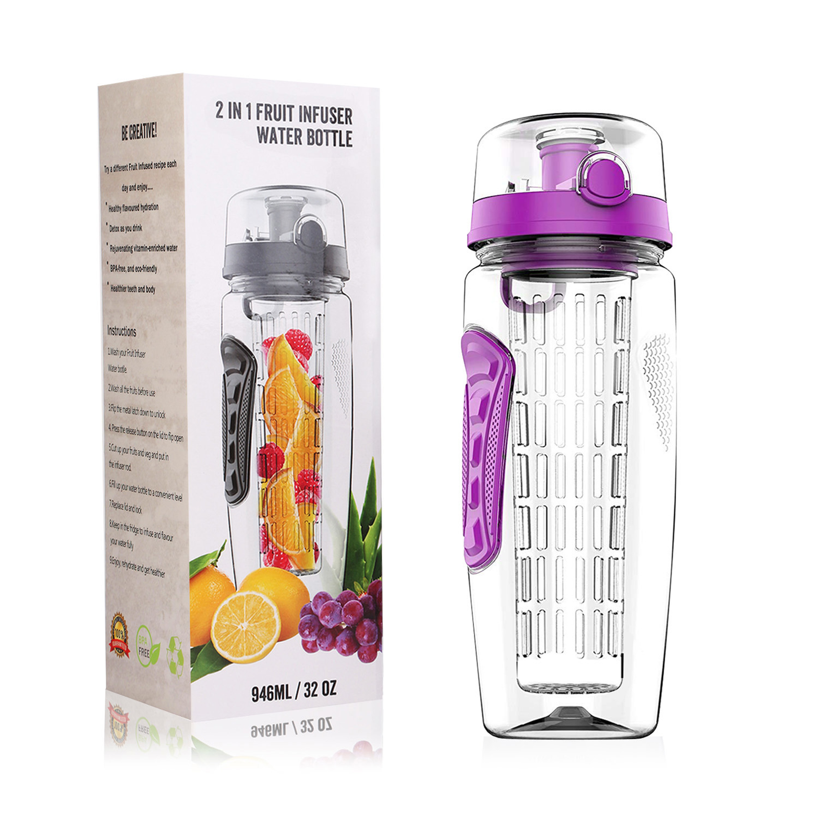 Fruit Infuser Water Bottle 32OZ Juice Shaker Sport - Image 14