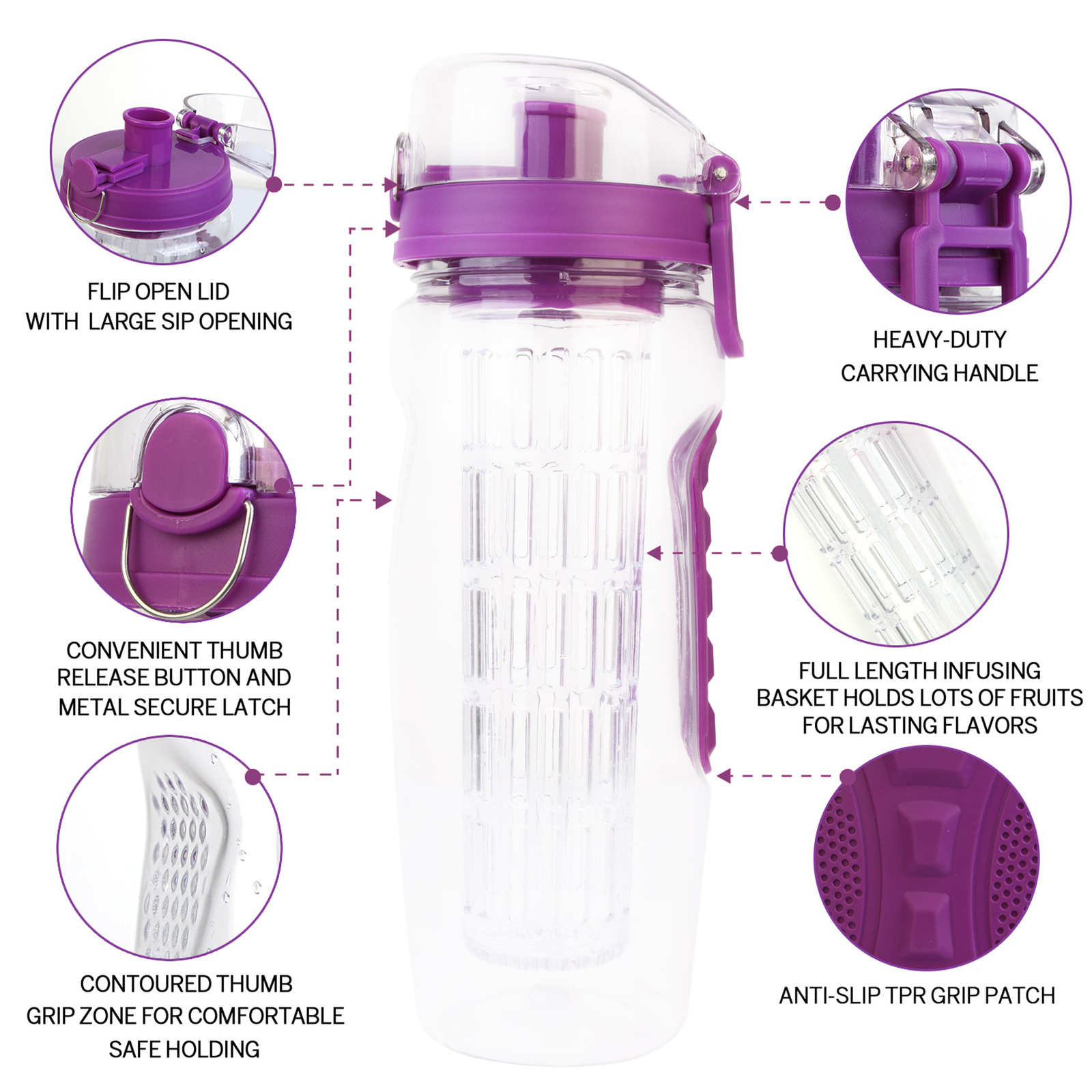 Fruit Infuser Water Bottle 32OZ Juice Shaker Sport - Image 19