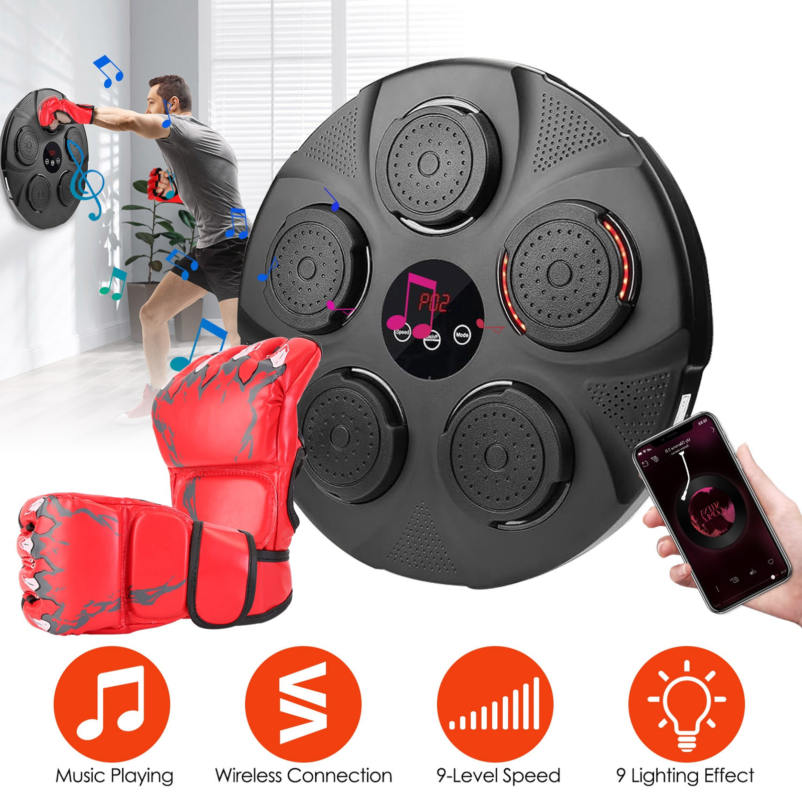 Music Boxing Machine Electronic Wall Target Punching Pad - Image 2