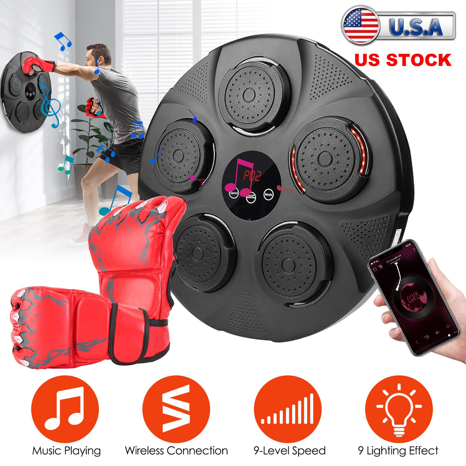 Music Boxing Machine Electronic Wall Target Punching Pad - Image 3