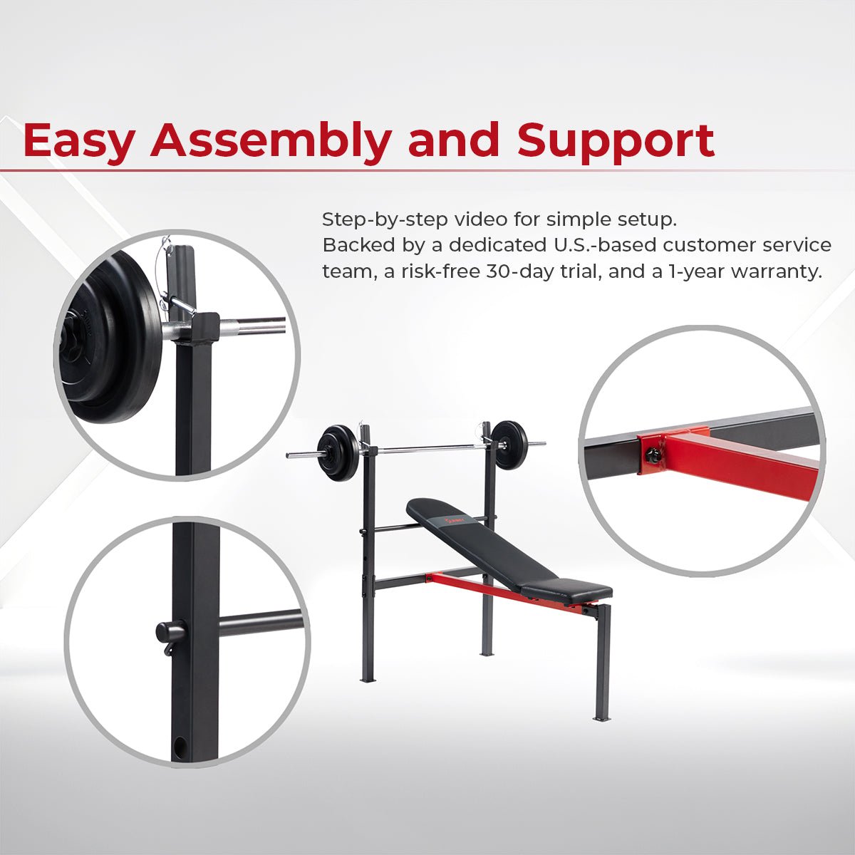 Sunny Health & Fitness Adjustable Standard Incline Weight Bench with Rack - SF-BH623008 - Image 6