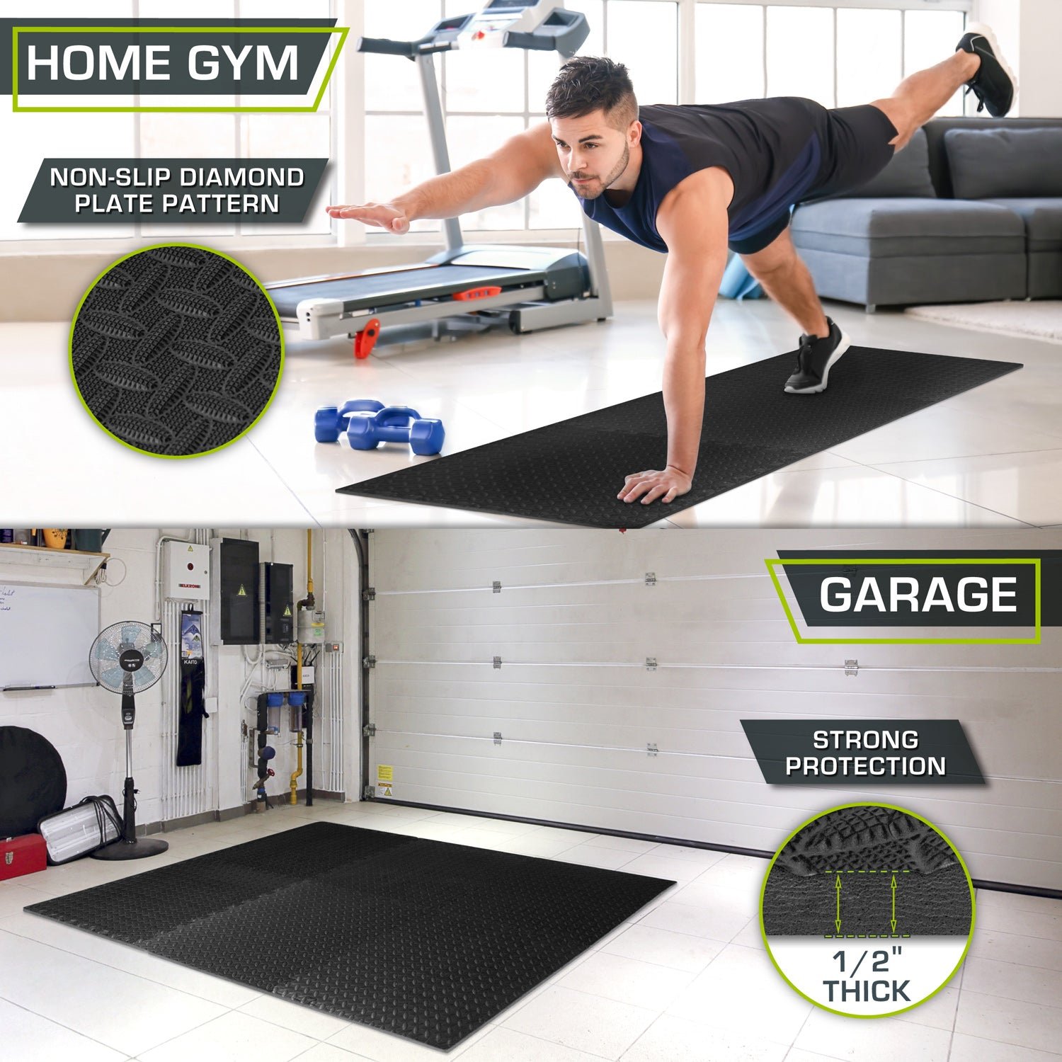 Diamond Plate Exercise Puzzle Mat 1/2-in