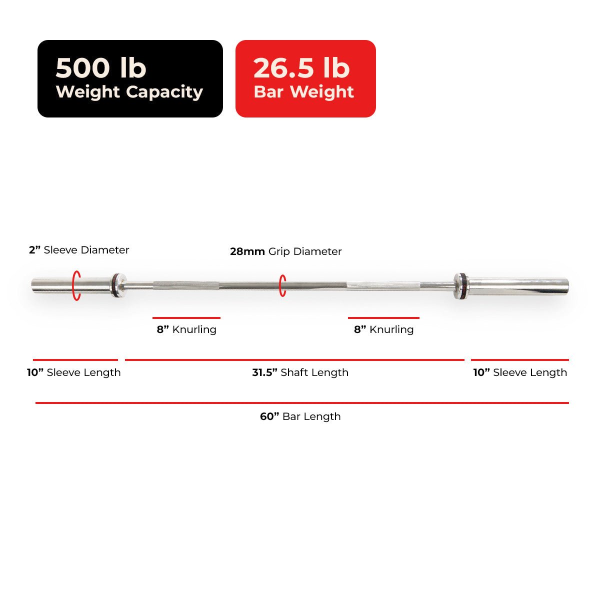 Sunny Health & Fitness 60" Olympic Bar - Image 6