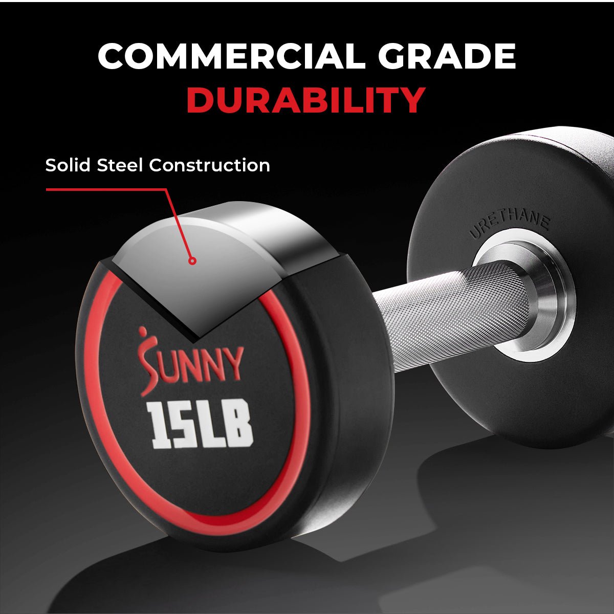 Sunny Health & Fitness Signature Style Polyurethane Round Dumbbell 40-Pound - SF-DB02-40 - Image 5