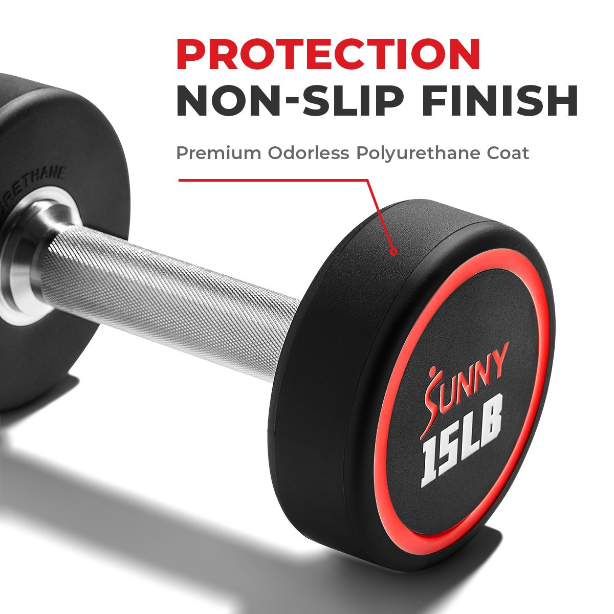 Sunny Health & Fitness Signature Style Polyurethane Round Dumbbell 40-Pound - SF-DB02-40 - Image 6